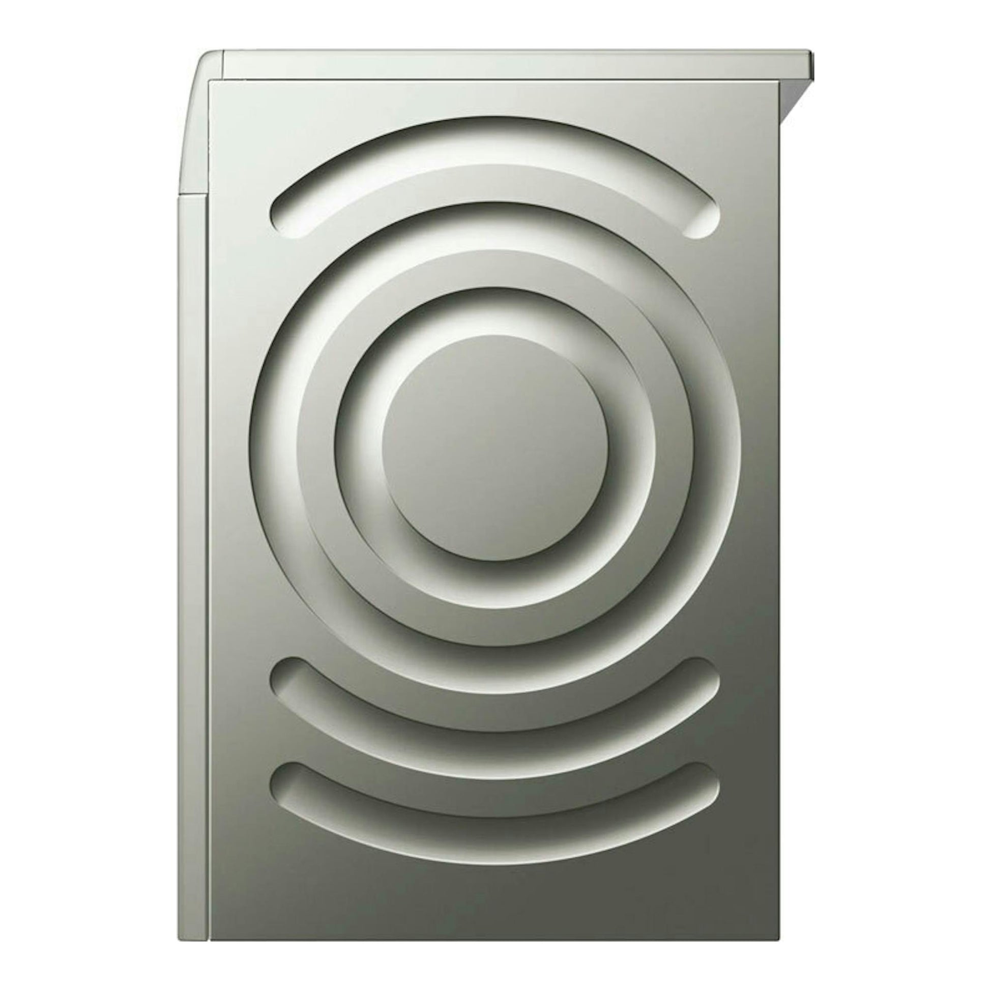 Lavadora Siemens WG56H2AXES, color plata, vista frontal con diseño circular.