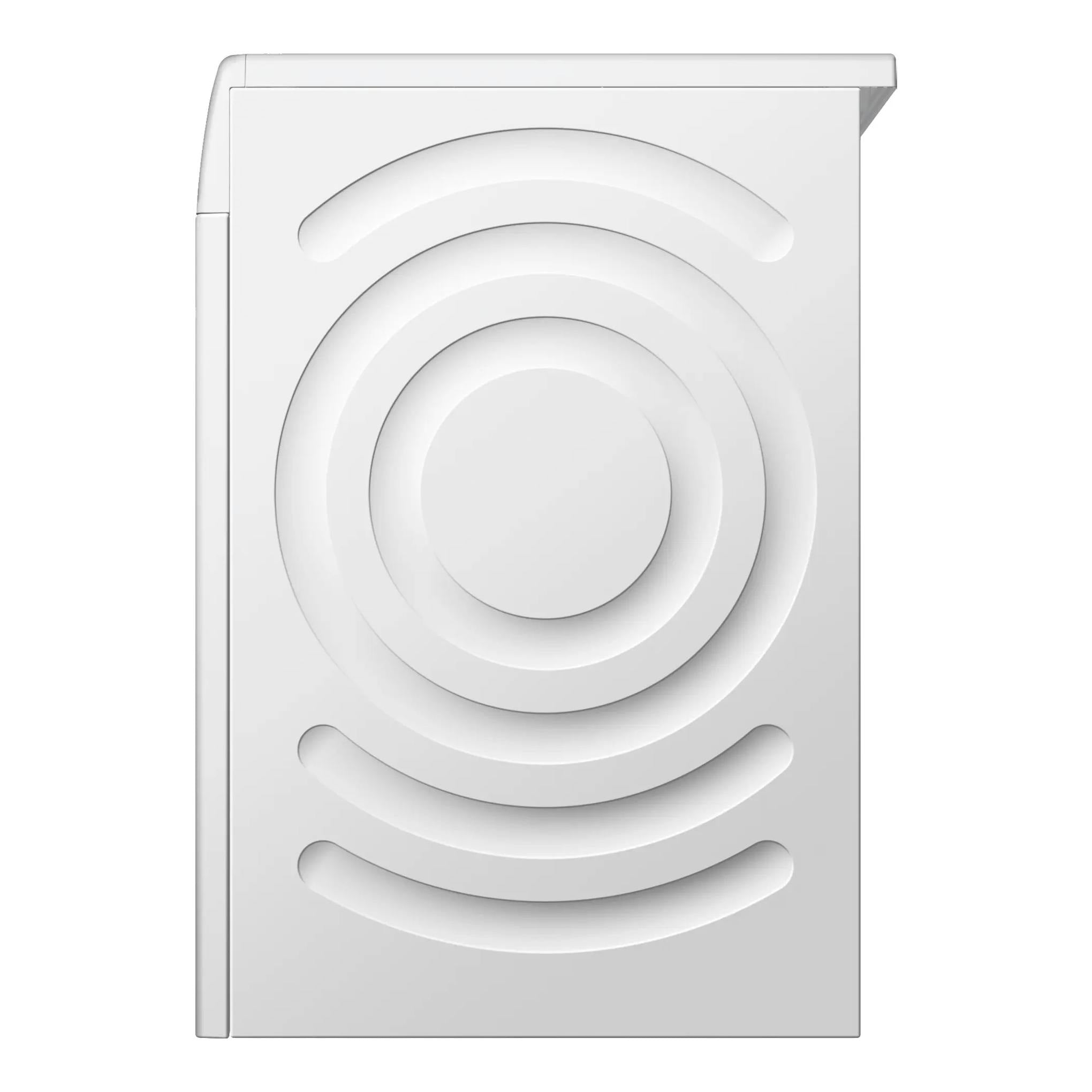 Lavasecadora Balay 3TW887B blanca, vista frontal integrable, con panel decorativo circular.