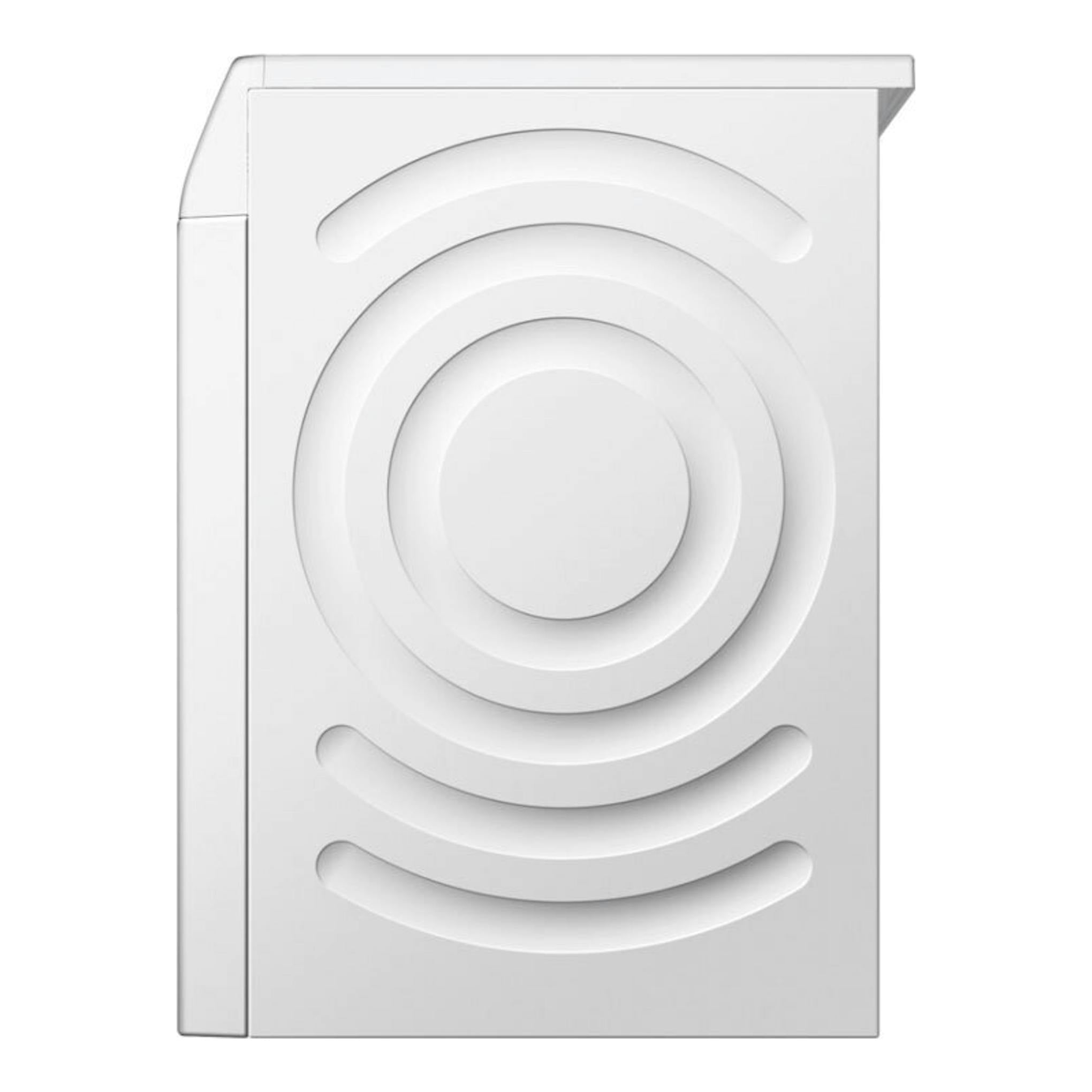 Lavasecadora Bosch WNC254A0ES blanca, vista frontal, con diseño circular en la puerta.