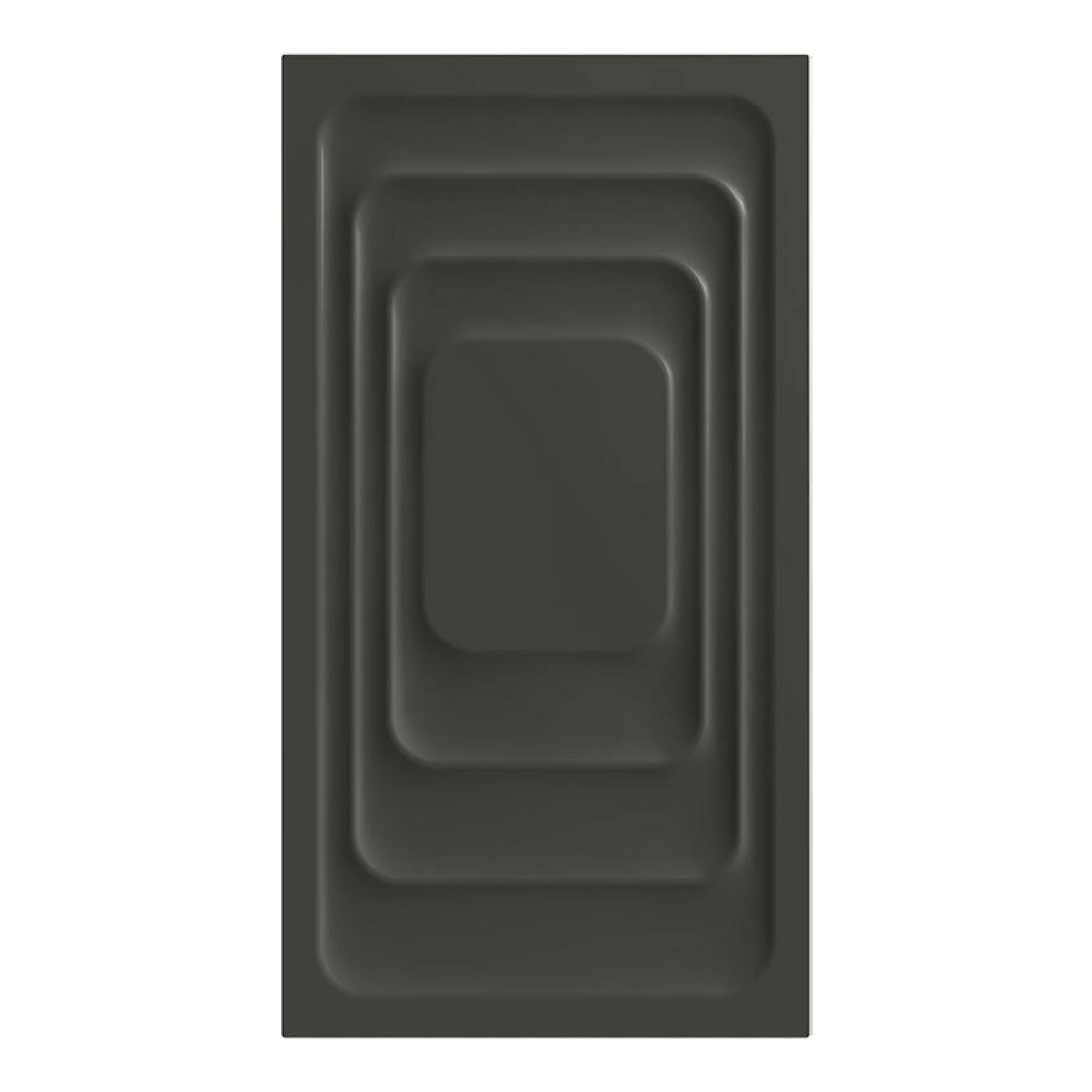 Whirlpool WAD 9636G SPT, panel frontal gris oscuro con rectángulos redondeados concéntricos.