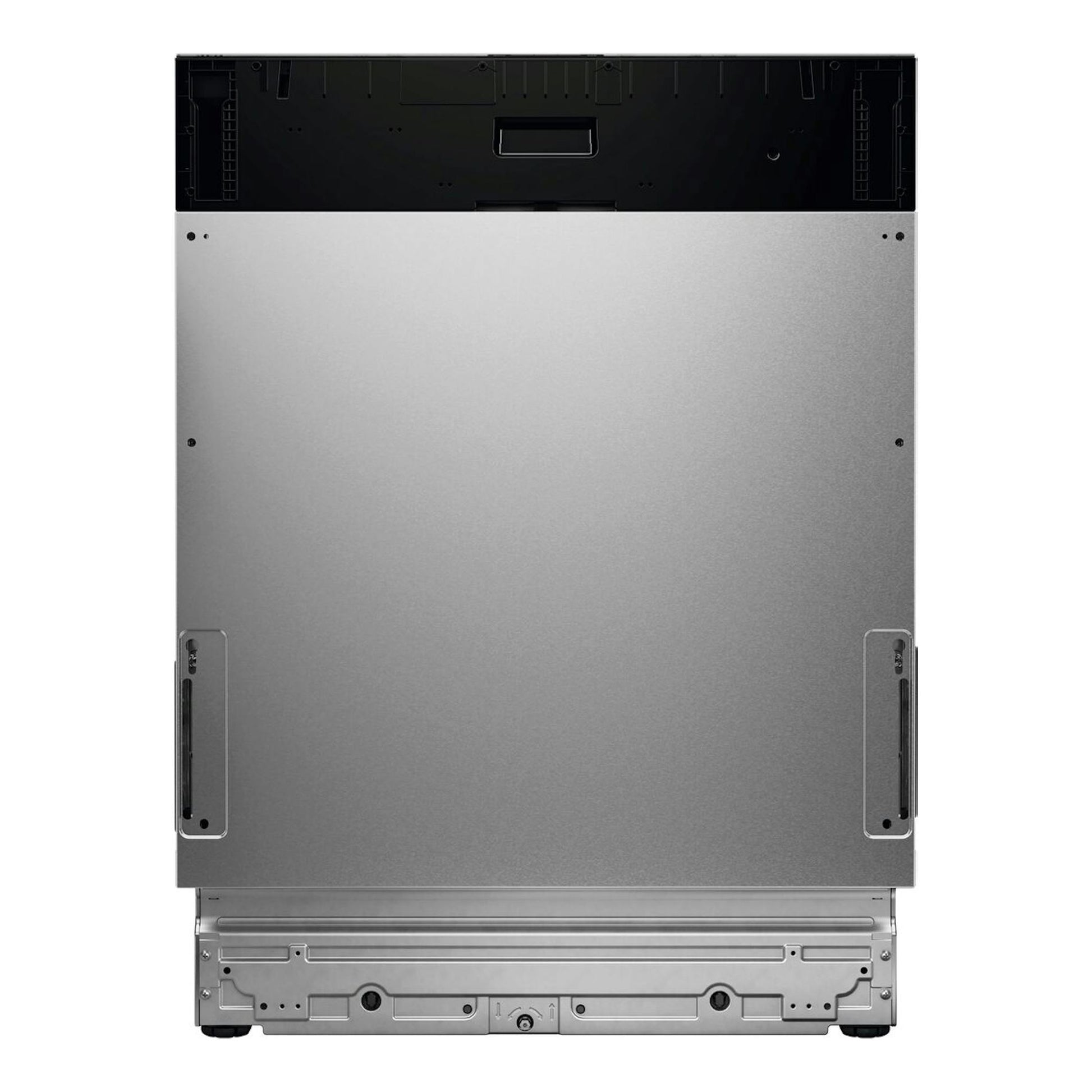 Lavavajillas integrable AEG GI8200X5TN, vista trasera, panel metálico plateado y parte superior negra.