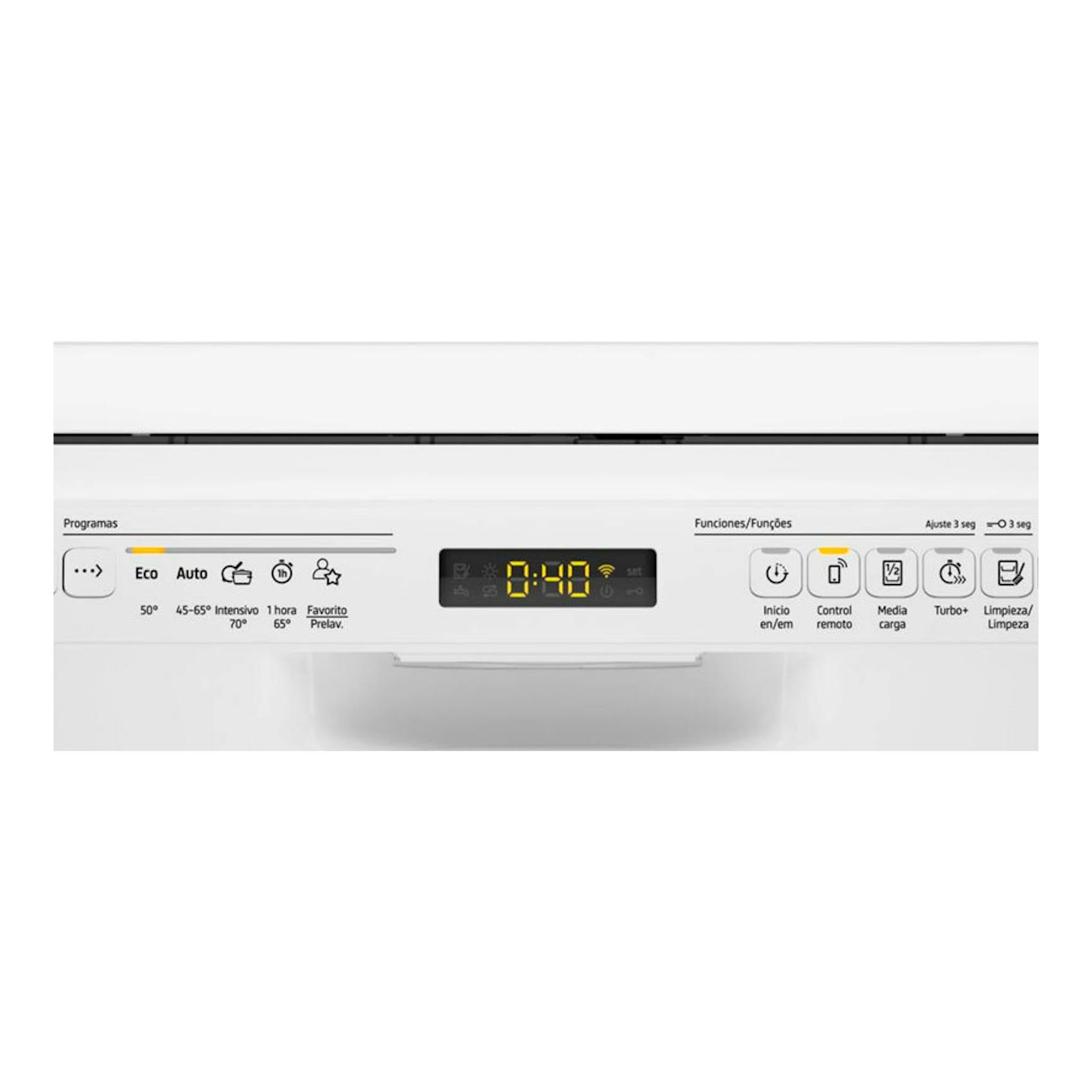 Lavavajillas Balay 3VS5032BP blanco, vista frontal con panel de control superior.