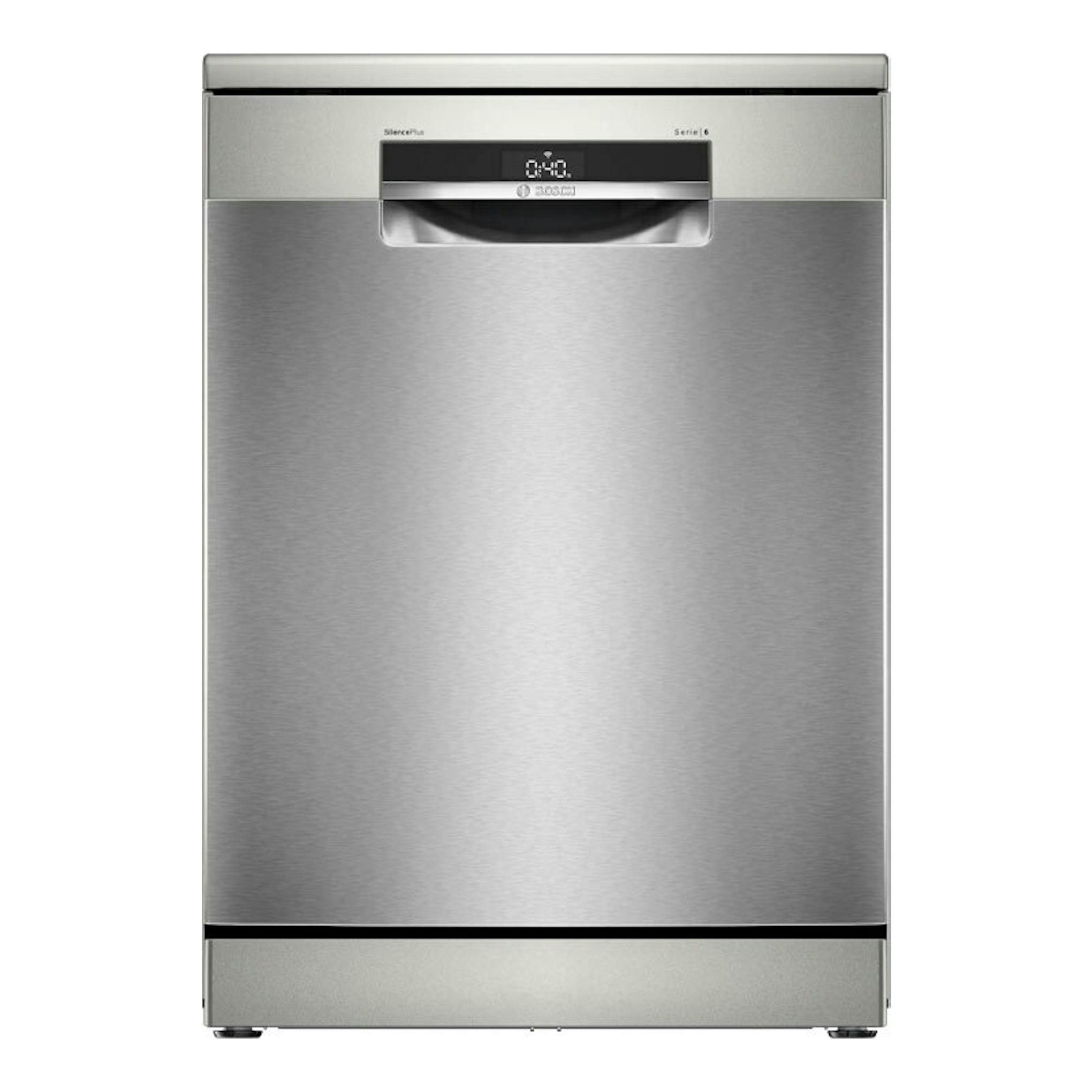 Lavavajillas Bosch Serie 6 SMS6ECI15E, acero inoxidable, vista frontal.