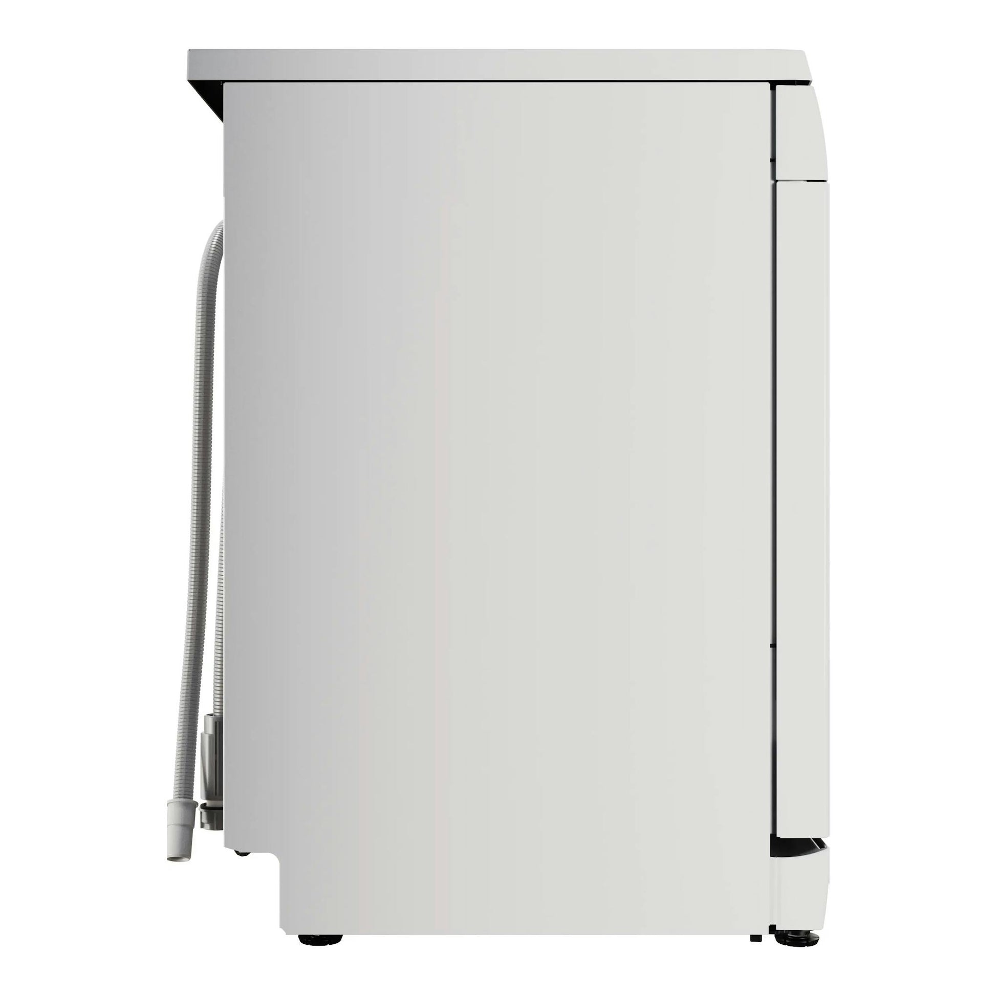 Lavavajillas Bosch SPS2HKW55E blanco, vista lateral, libre instalación, con mangueras visibles.