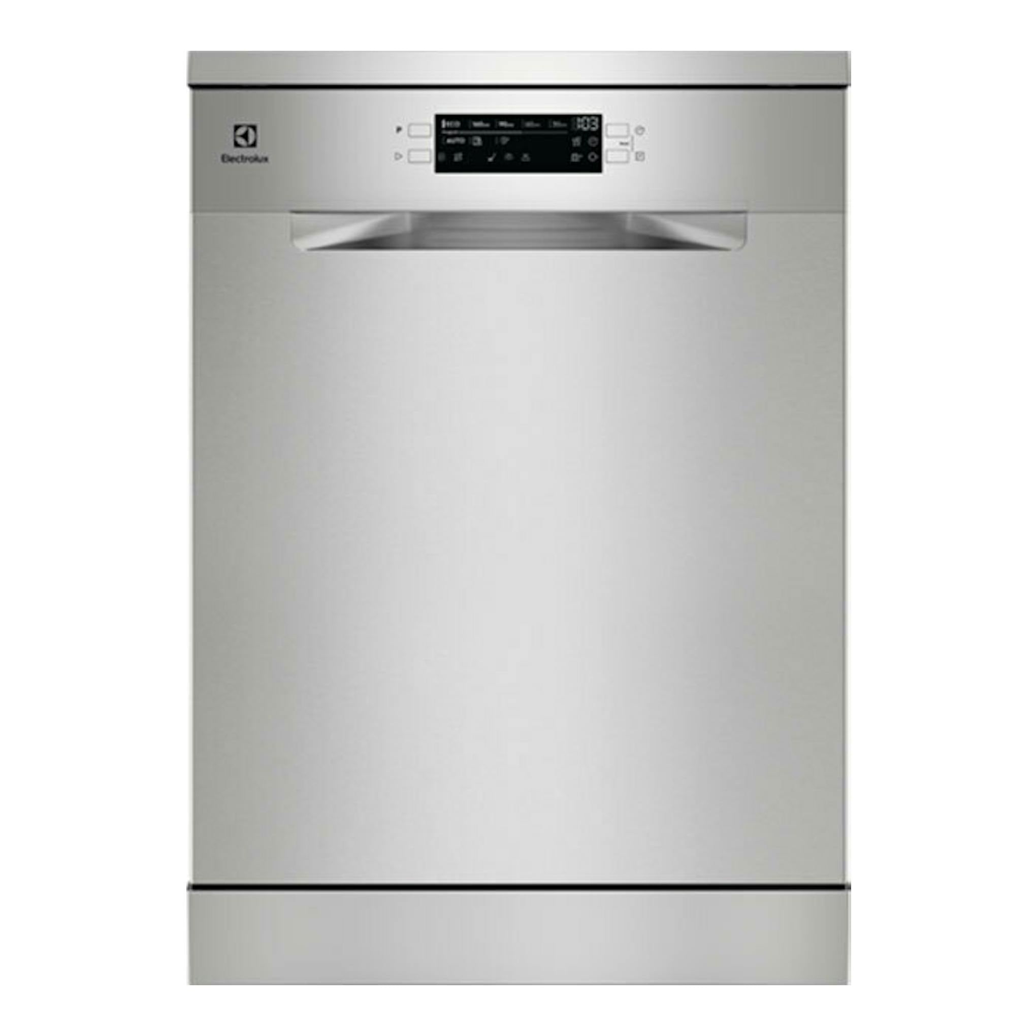 Lavavajillas Electrolux ESA47301SX de 60 cm, vista frontal, acabado inox y panel superior.