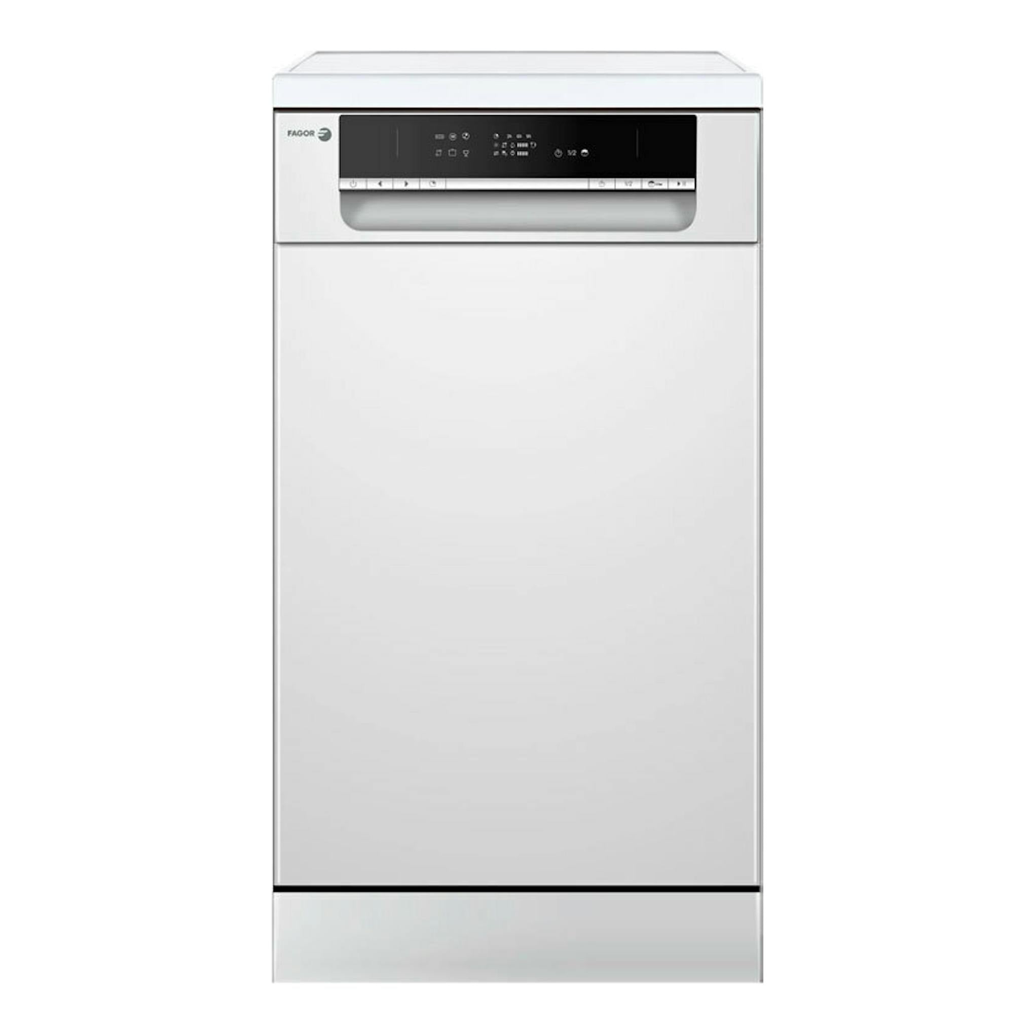 Lavavajillas Fagor 4LVF-421 blanco, vista frontal, con panel de control negro superior.