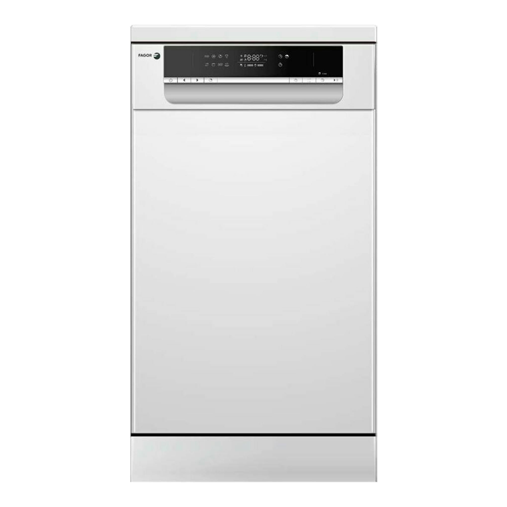 Lavavajillas Fagor 4LVF435AD blanco, vista frontal, ancho 45 cm.