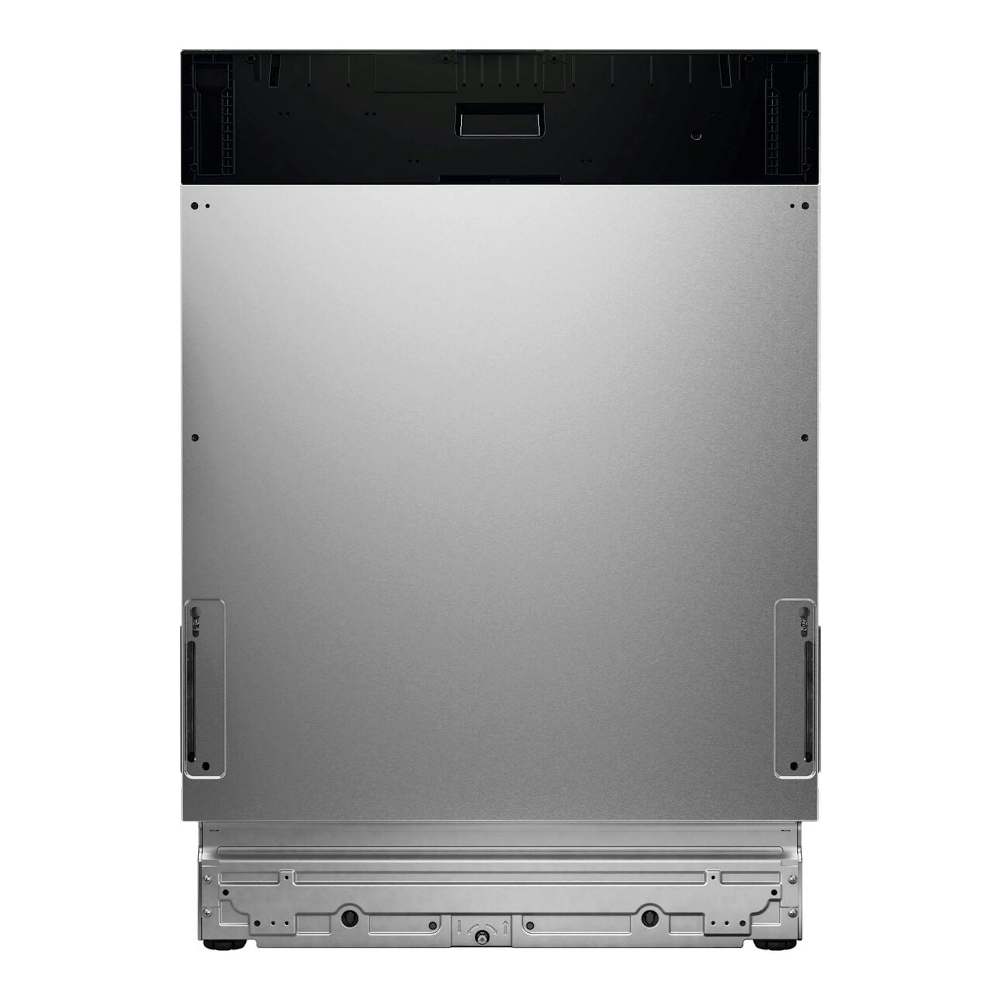 AEG GI8700A2PN, lavavajillas integrable visto por la parte trasera, panel metálico gris y parte superior negra.