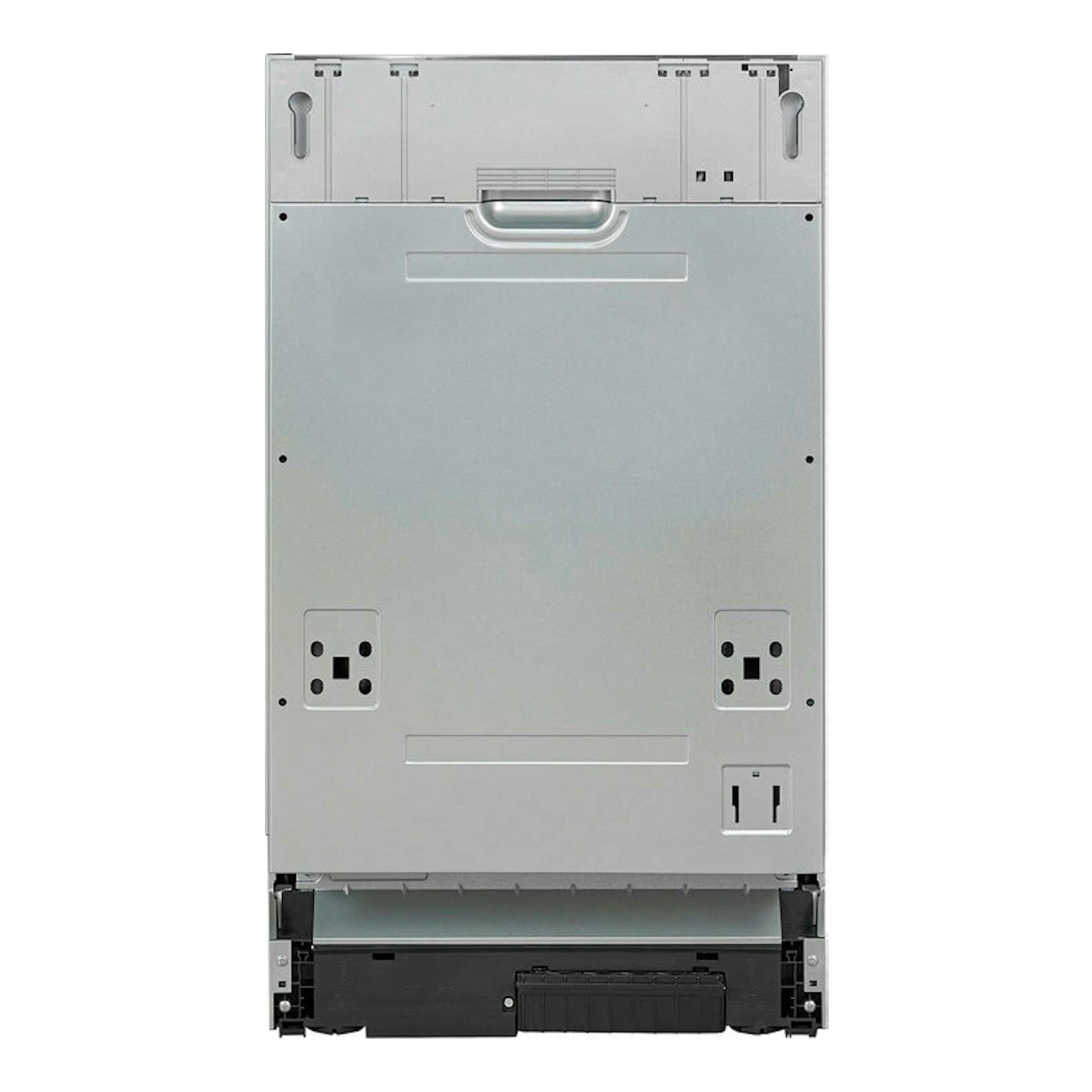 Lavavajillas integrable Exquisit EGSP1009-E-030E, vista trasera en metal plateado.