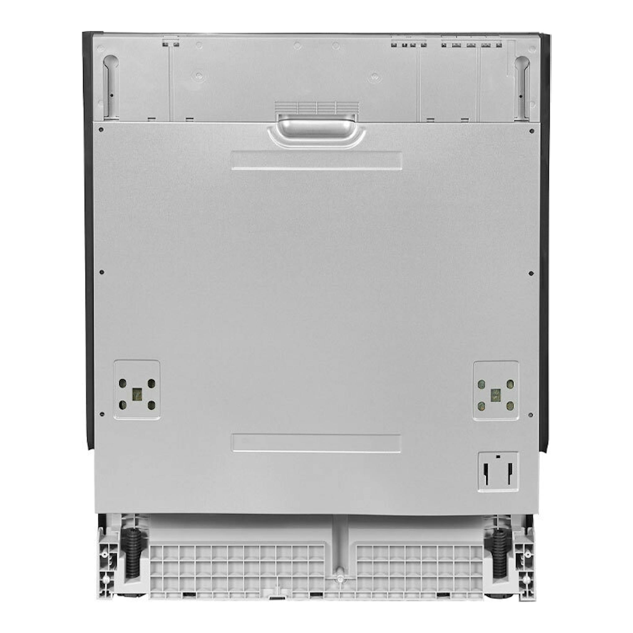 Lavavajillas integrable Exquisit EGSP6012-E-030E, vista trasera, panel posterior gris metálico.