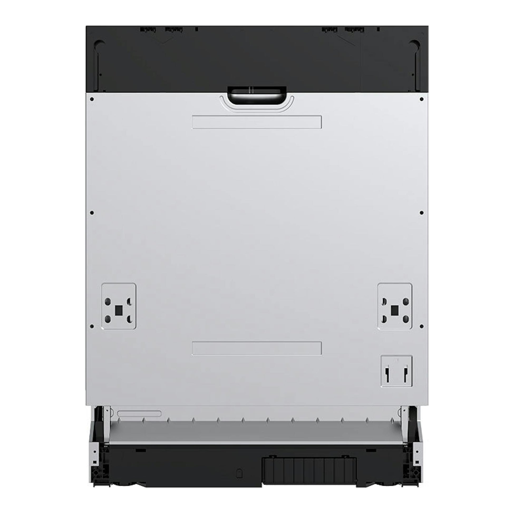 Lavavajillas integrable Midea MDW12E4SL, vista trasera en color gris y negro.