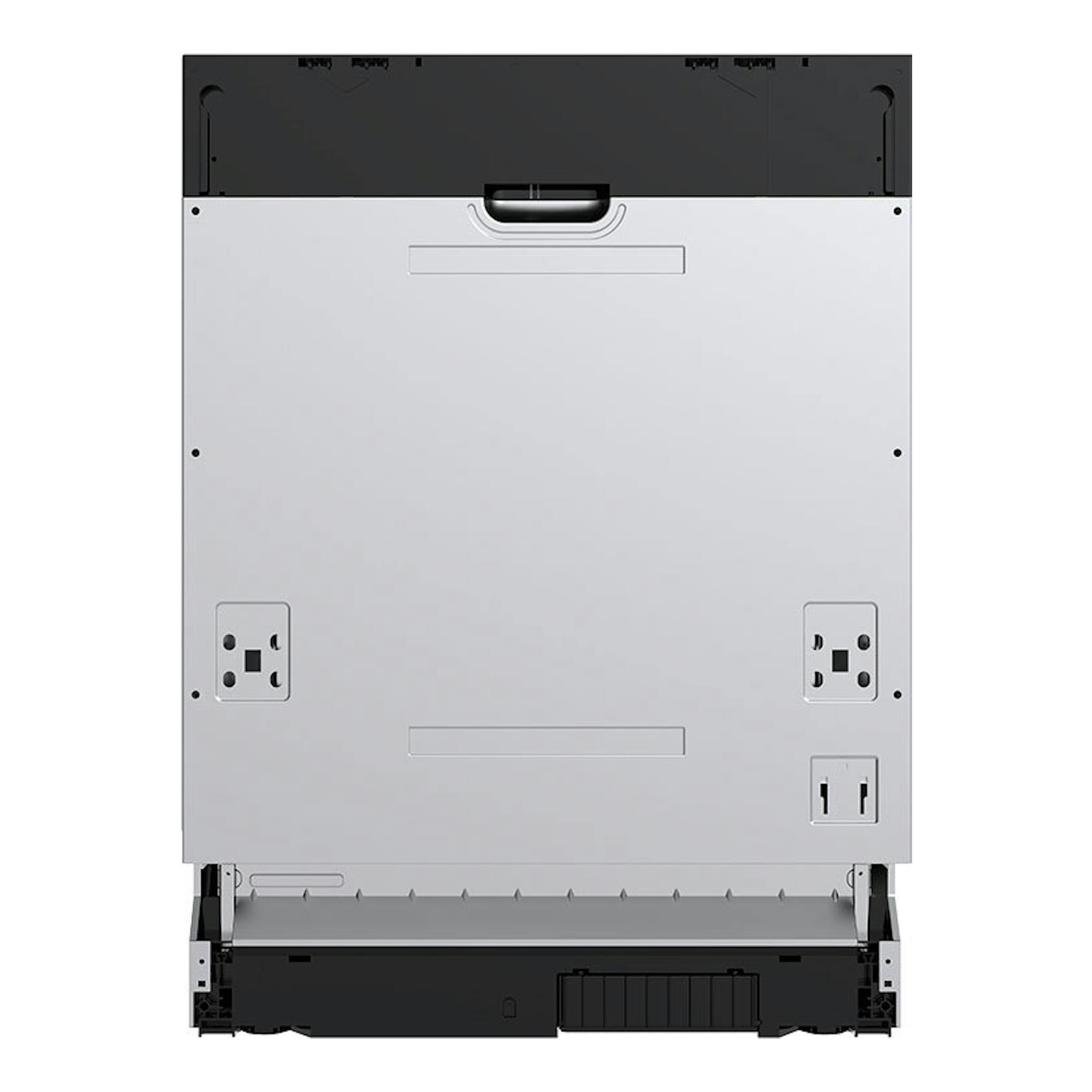Lavavajillas integrable Midea MDW12E4SL, vista trasera en color gris y negro.
