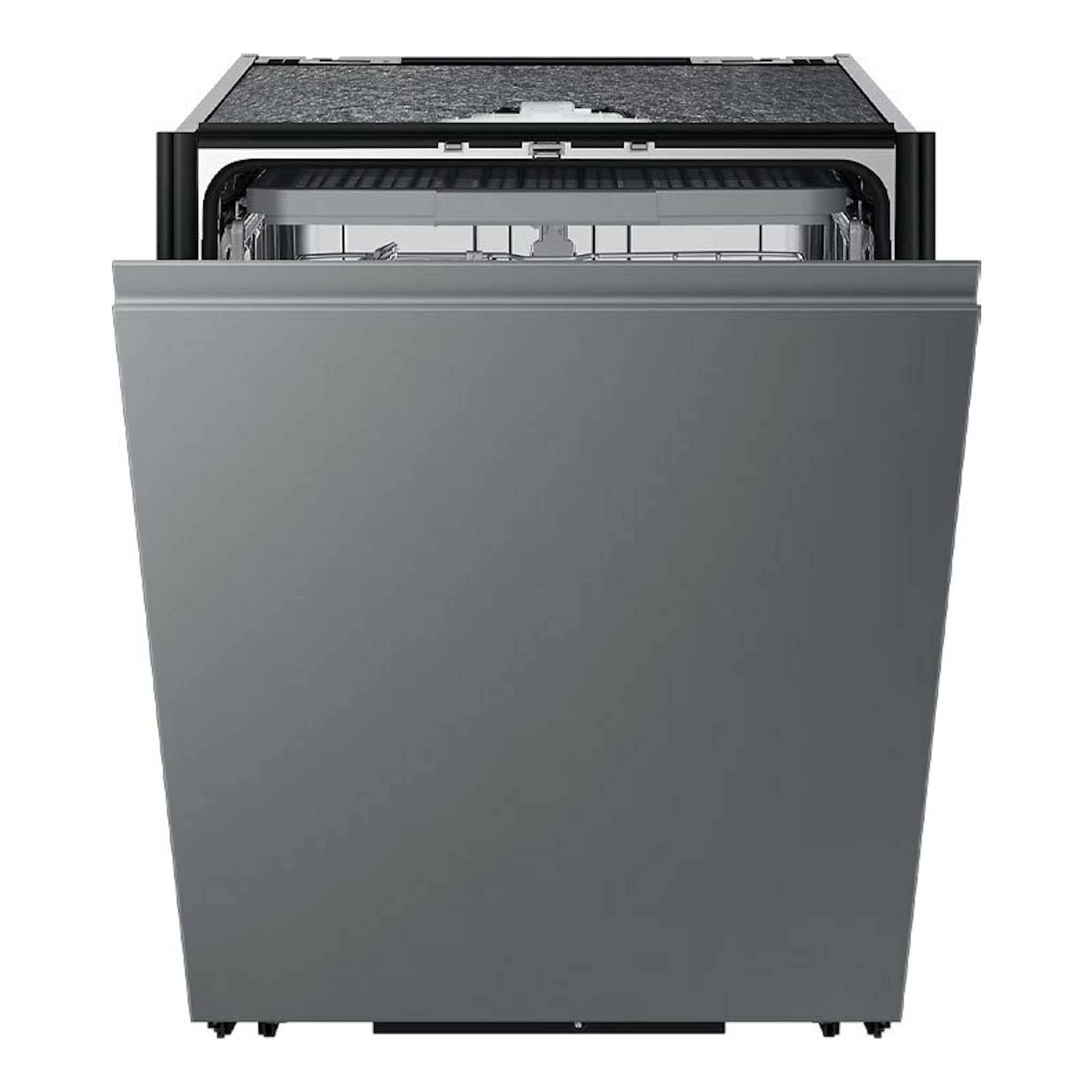 Lavavajillas integrable Samsung DW60DG790I00U1 de 60 cm, vista frontal con puerta gris abierta.
