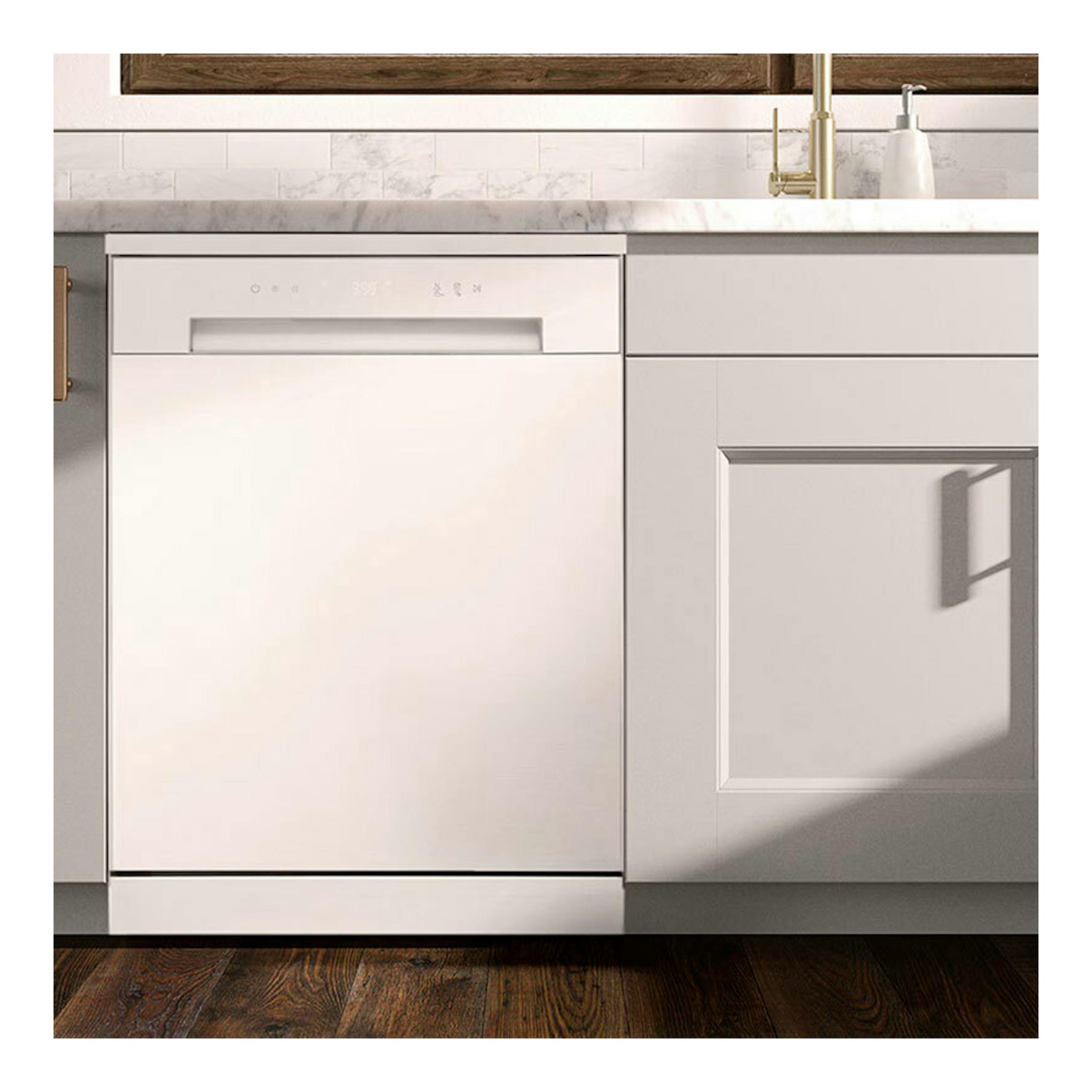 Lavavajillas LG DF030FW empotrado blanco, vista frontal.