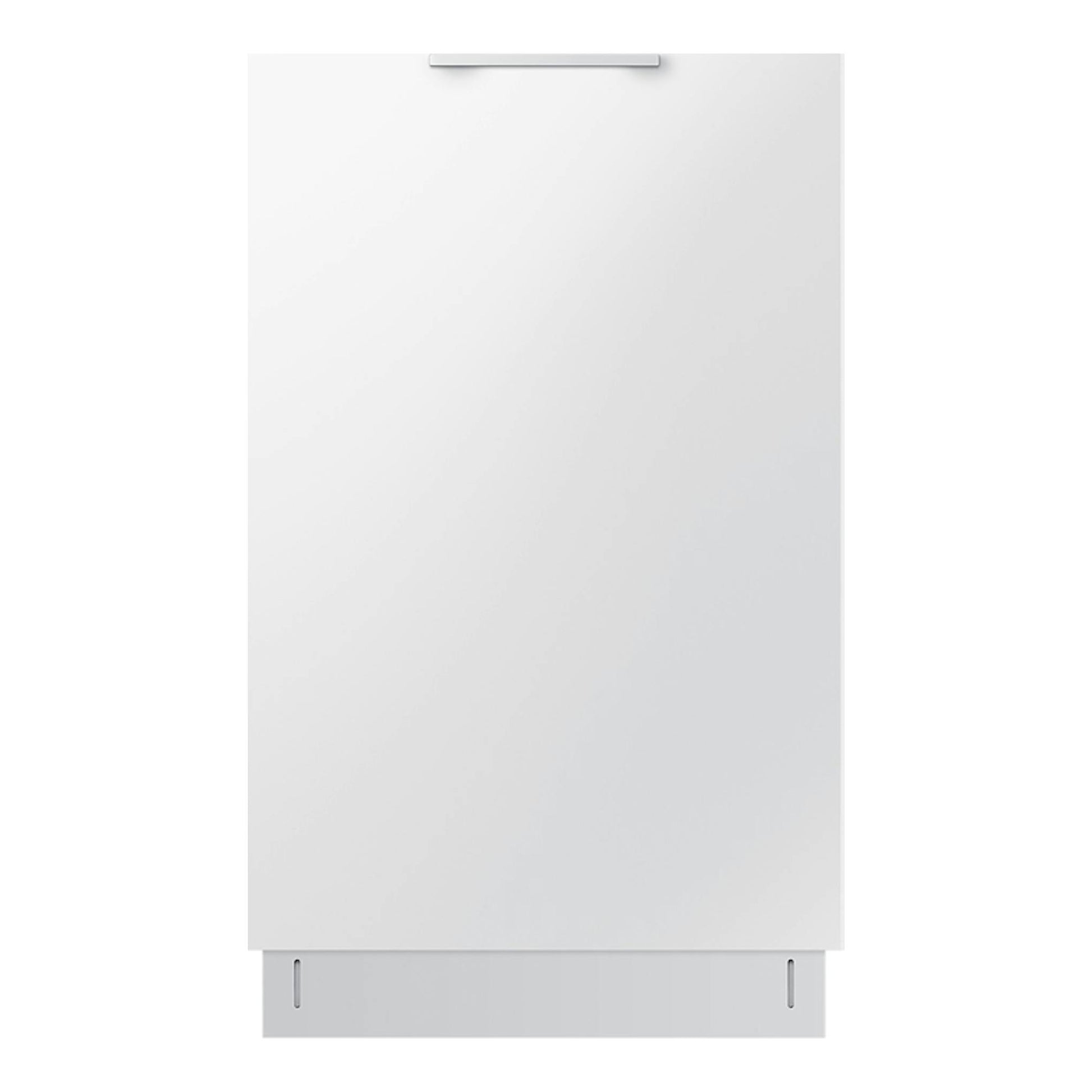 Lavavajillas Samsung DW50DG450B00ET blanco, vista frontal, con tirador superior.