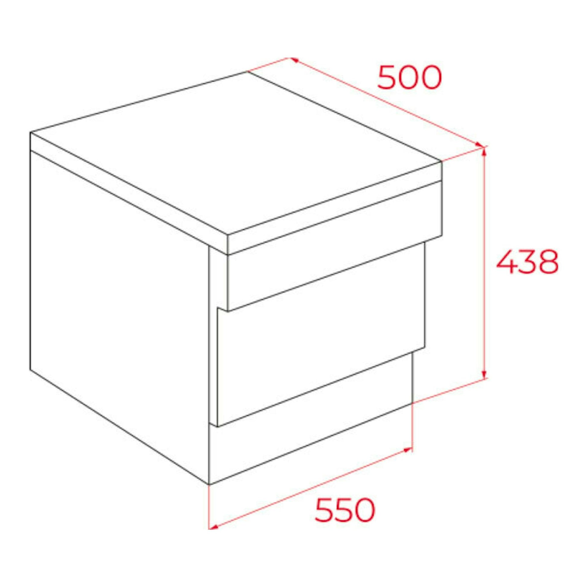 Lavavajillas Teka LC24700 en dibujo técnico, vista isométrica, dimensiones 550 x 500 x 438 mm.