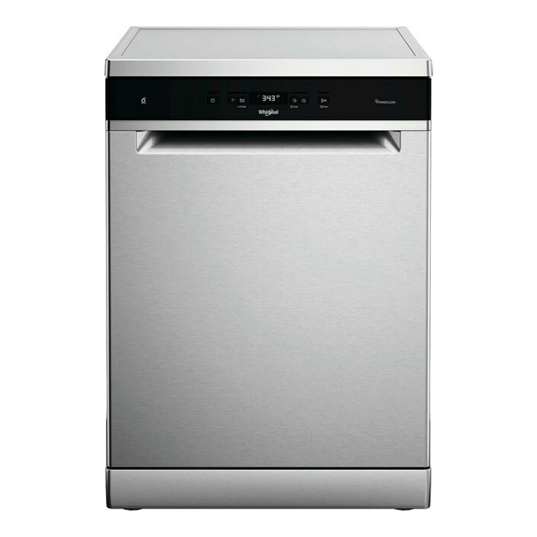 Lavavajillas Whirlpool WFC 3C42 P X de acero inoxidable, vista frontal.