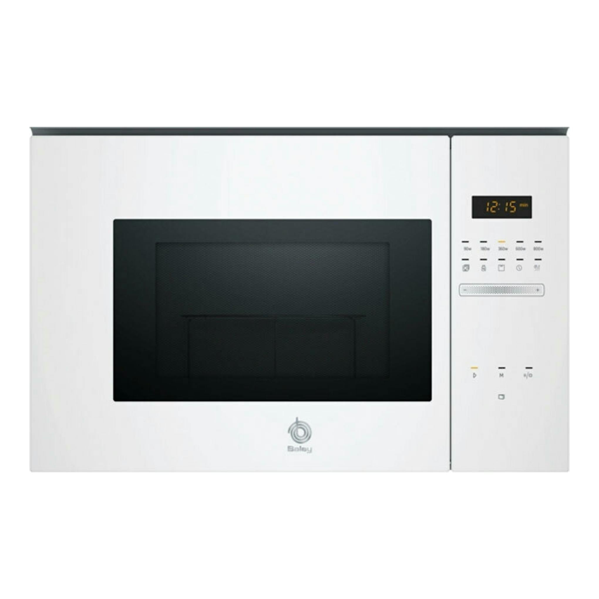 Microondas Balay 3CG5172B2 blanco, vista frontal, puerta negra y panel digital a la derecha.