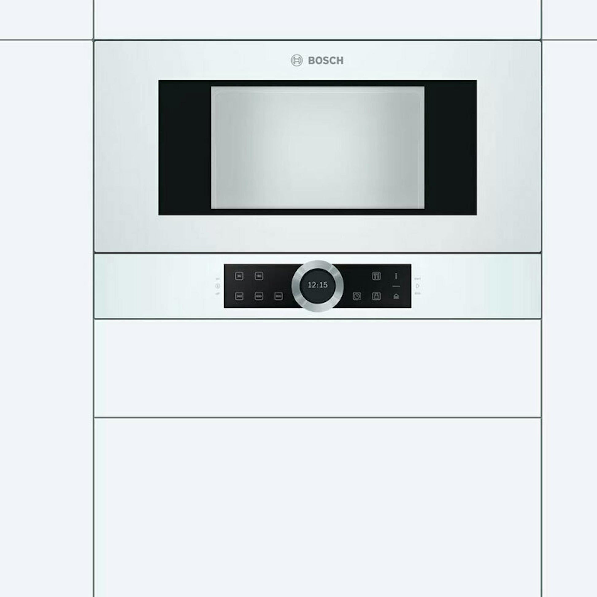 Microondas empotrado Bosch BFL634GW1 blanco, vista frontal