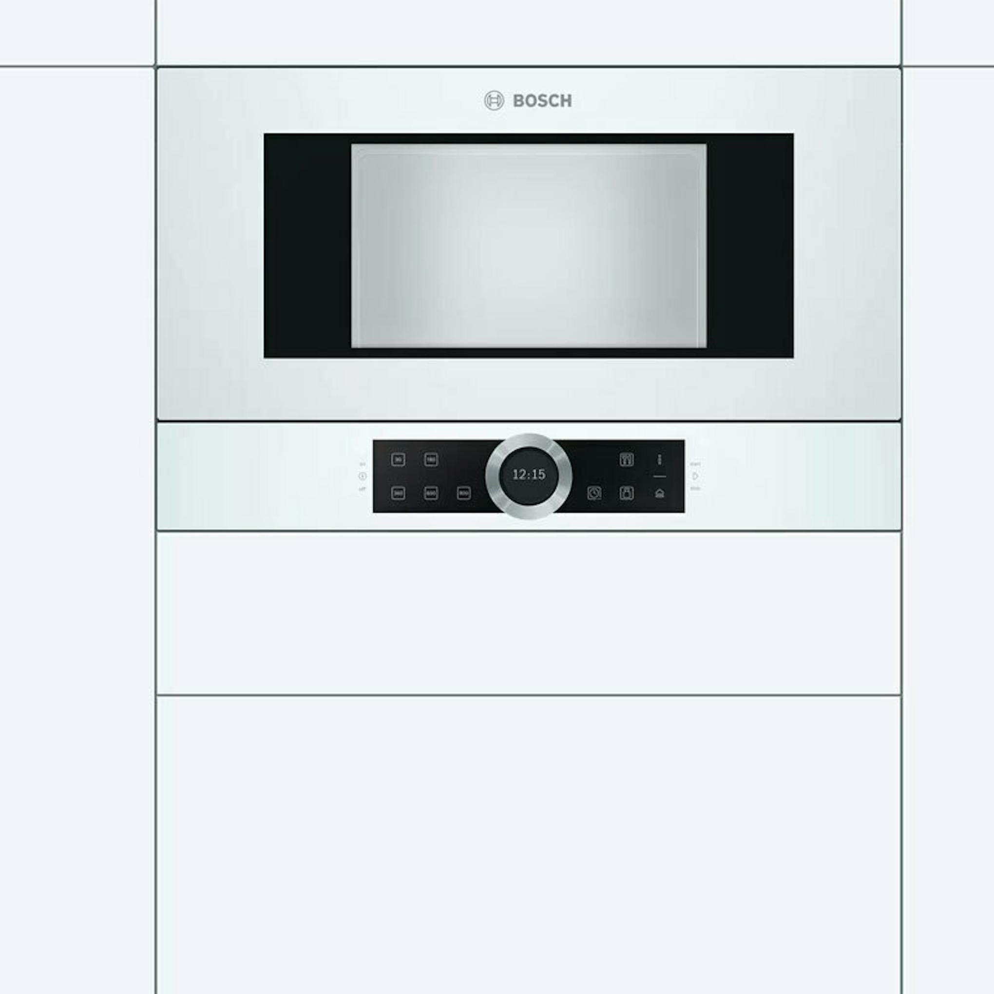 Microondas empotrado Bosch BFL634GW1 blanco, vista frontal
