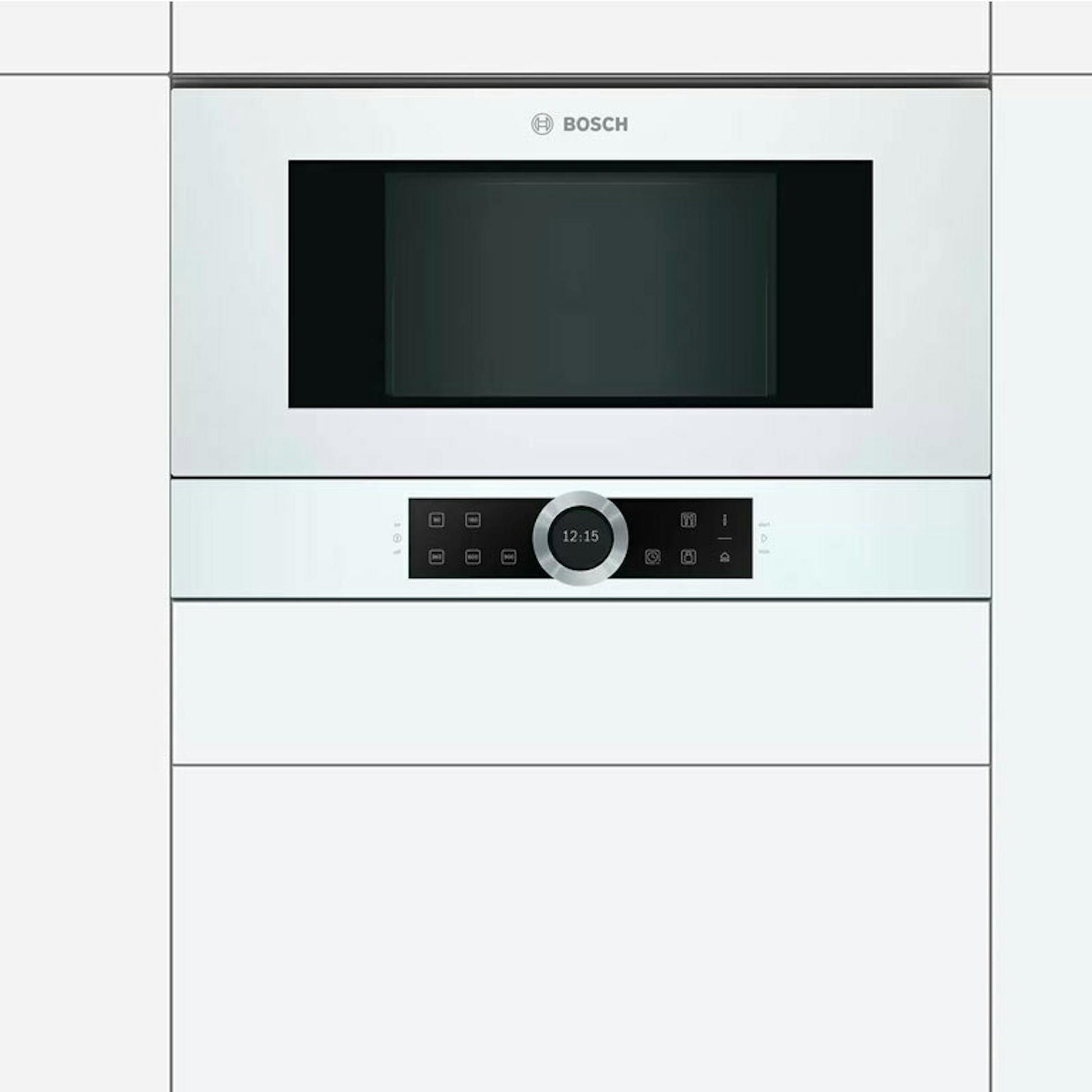 Microondas empotrable Bosch BFL634GW1 blanco, vista frontal