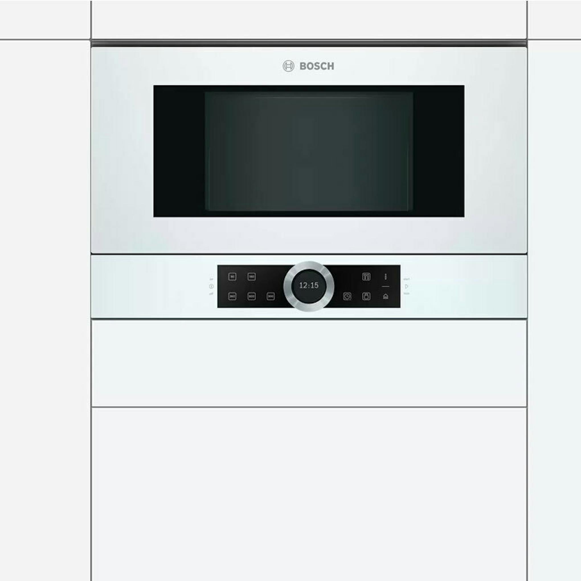 Microondas empotrable Bosch BFL634GW1 blanco, vista frontal