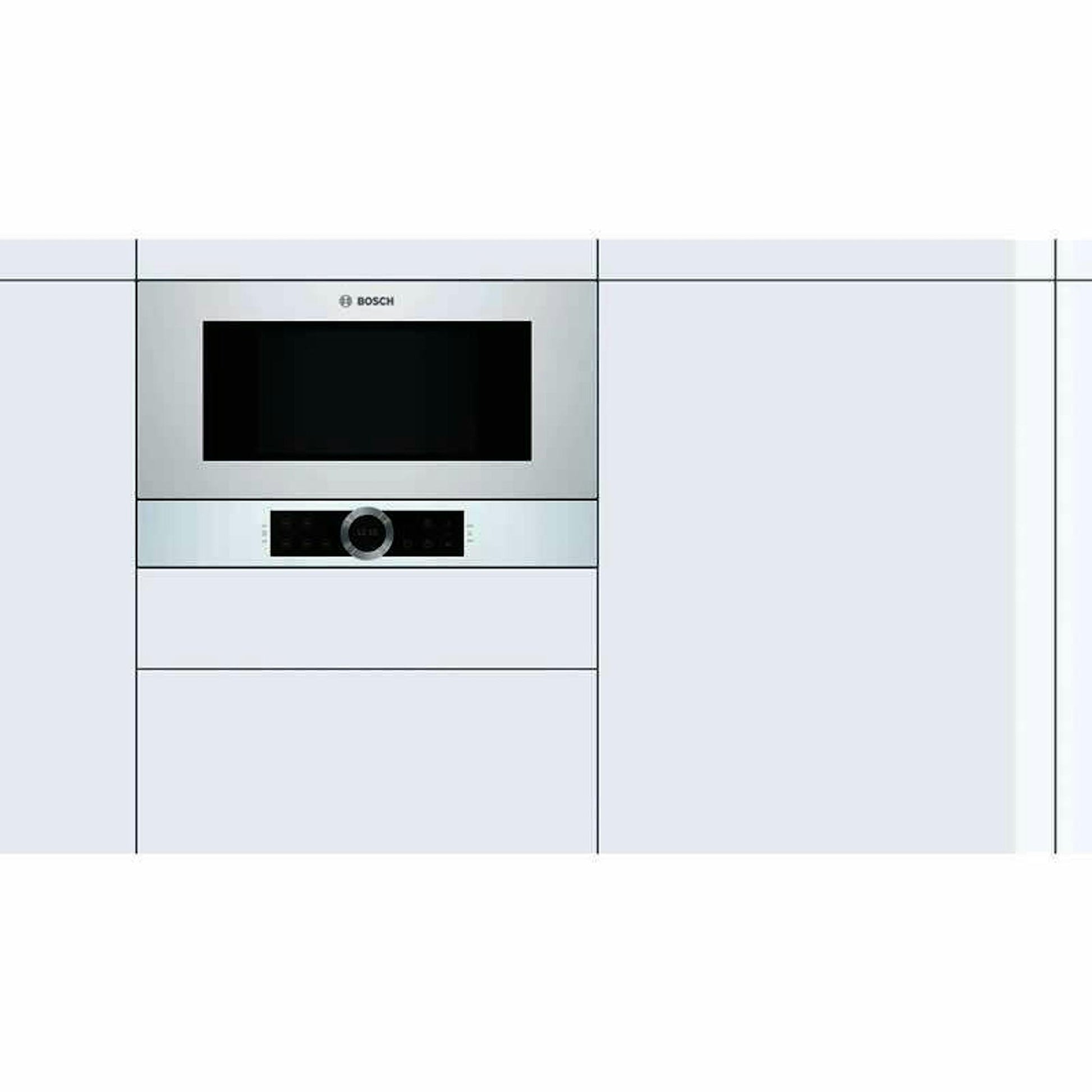 Microondas Bosch BFL634GW1 blanco integrado en mueble de cocina