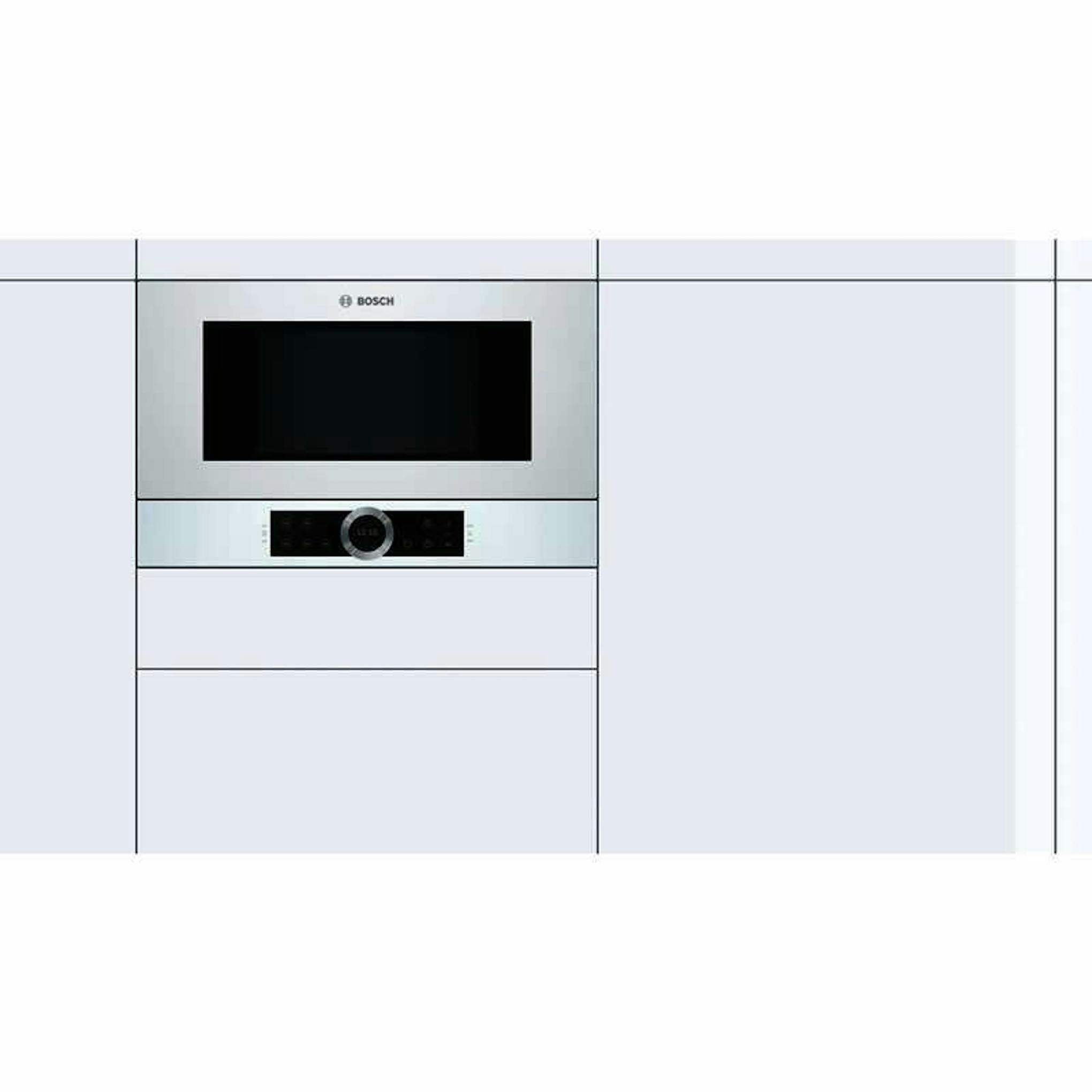 Microondas Bosch BFL634GW1 blanco integrado en mueble de cocina