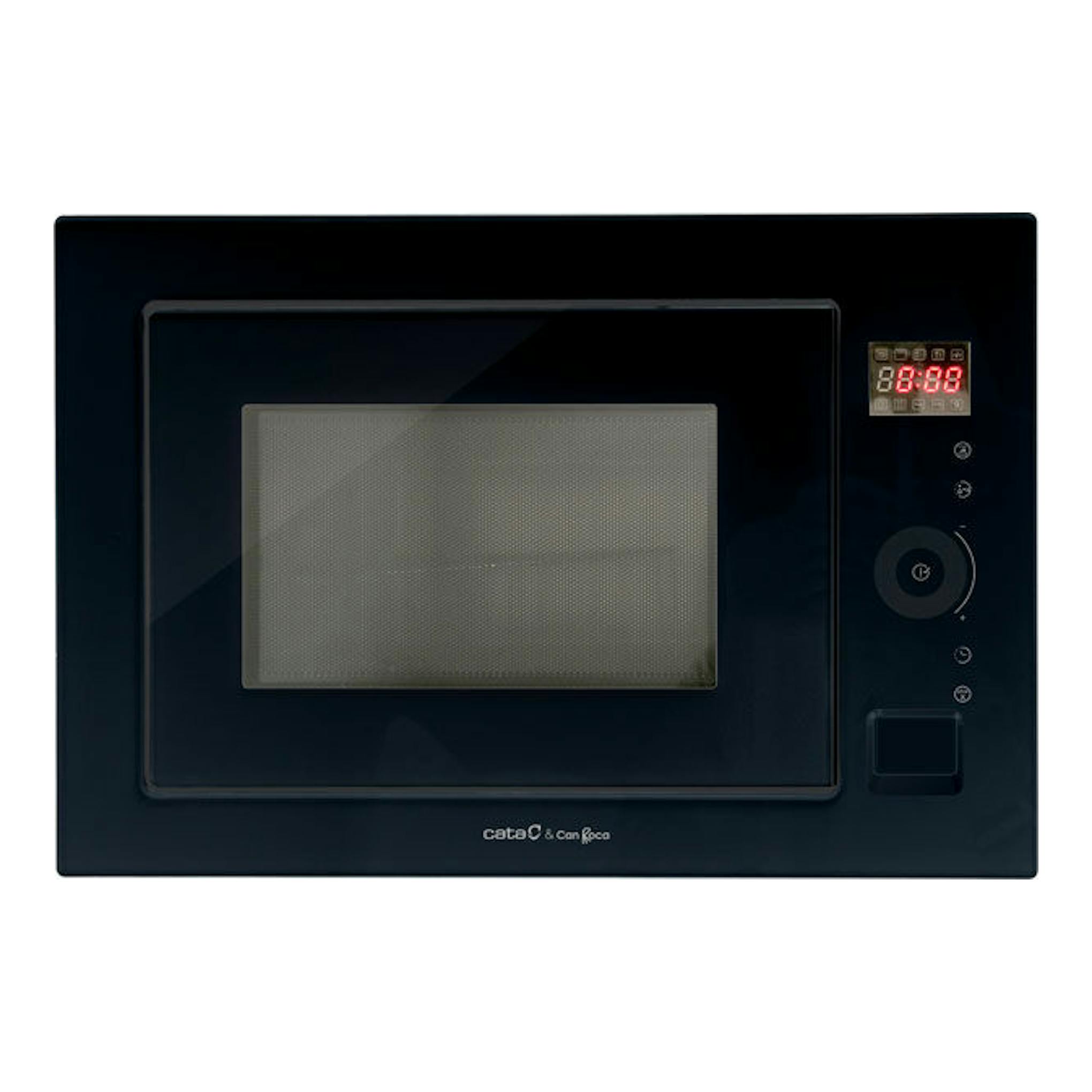 Microondas Cata MC 25GTCBK negro, vista frontal, con panel digital y puerta de cristal.