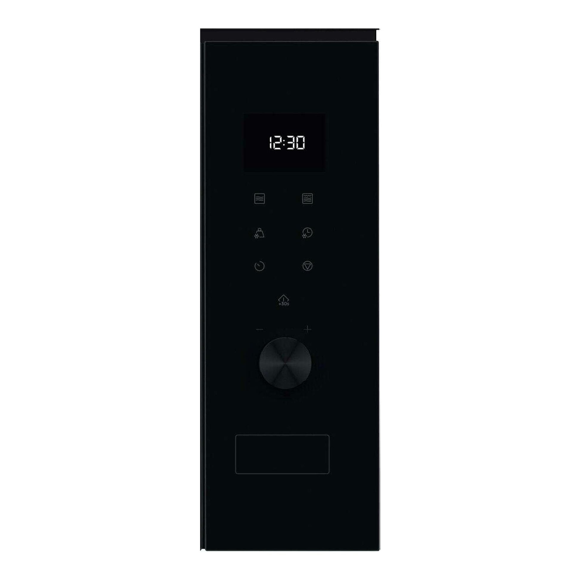 Microondas integrable Electrolux LMS4203TMK negro, vista frontal, con pantalla digital 12:30 y controles táctiles.