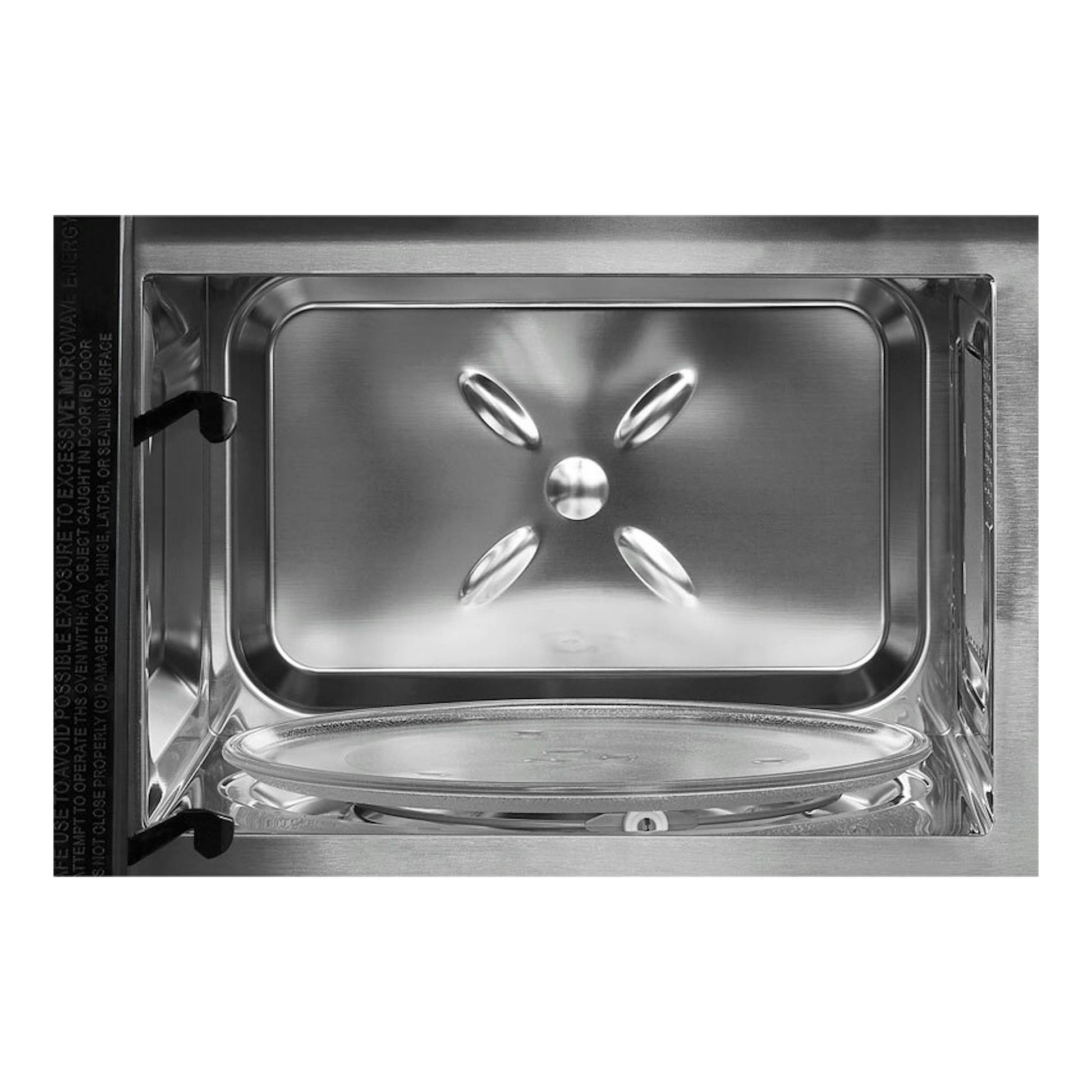 Interior de microondas integrable Exquisit EMW 10-020 Inox, vista frontal en acero inoxidable.
