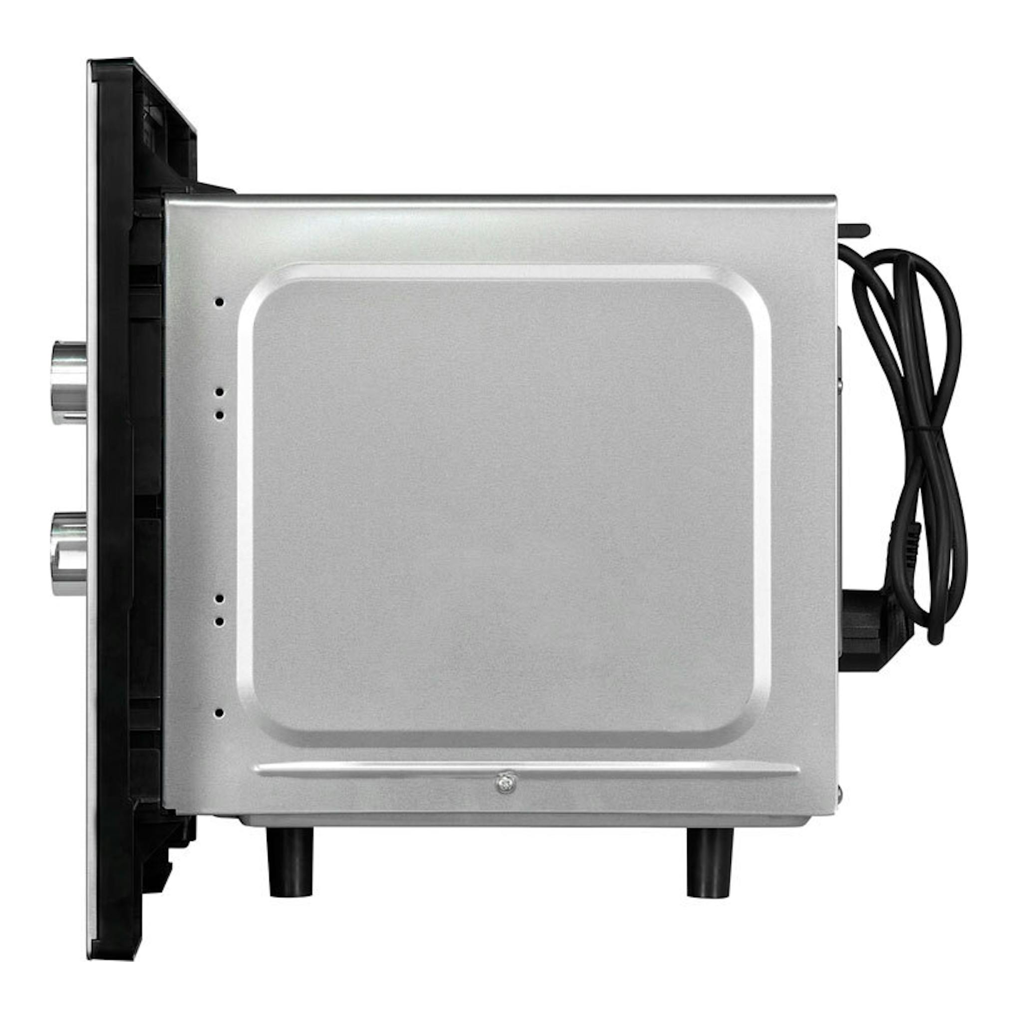 Microondas integrable Exquisit EMW 10-020 en inox, vista lateral, con cable negro.