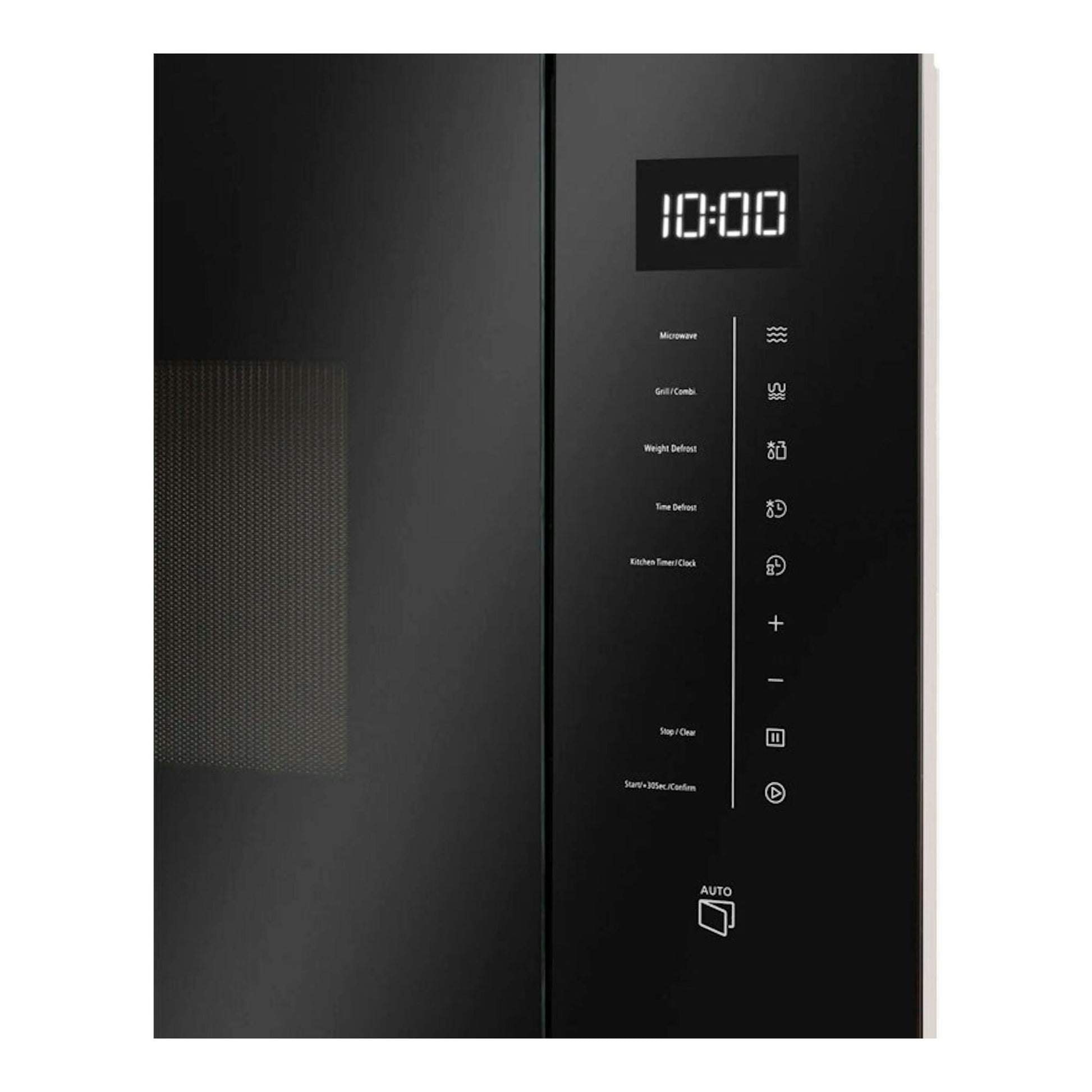 Microondas integrable Fagor 4MWB-25BTCGN negro, vista frontal parcial con pantalla y panel táctil.