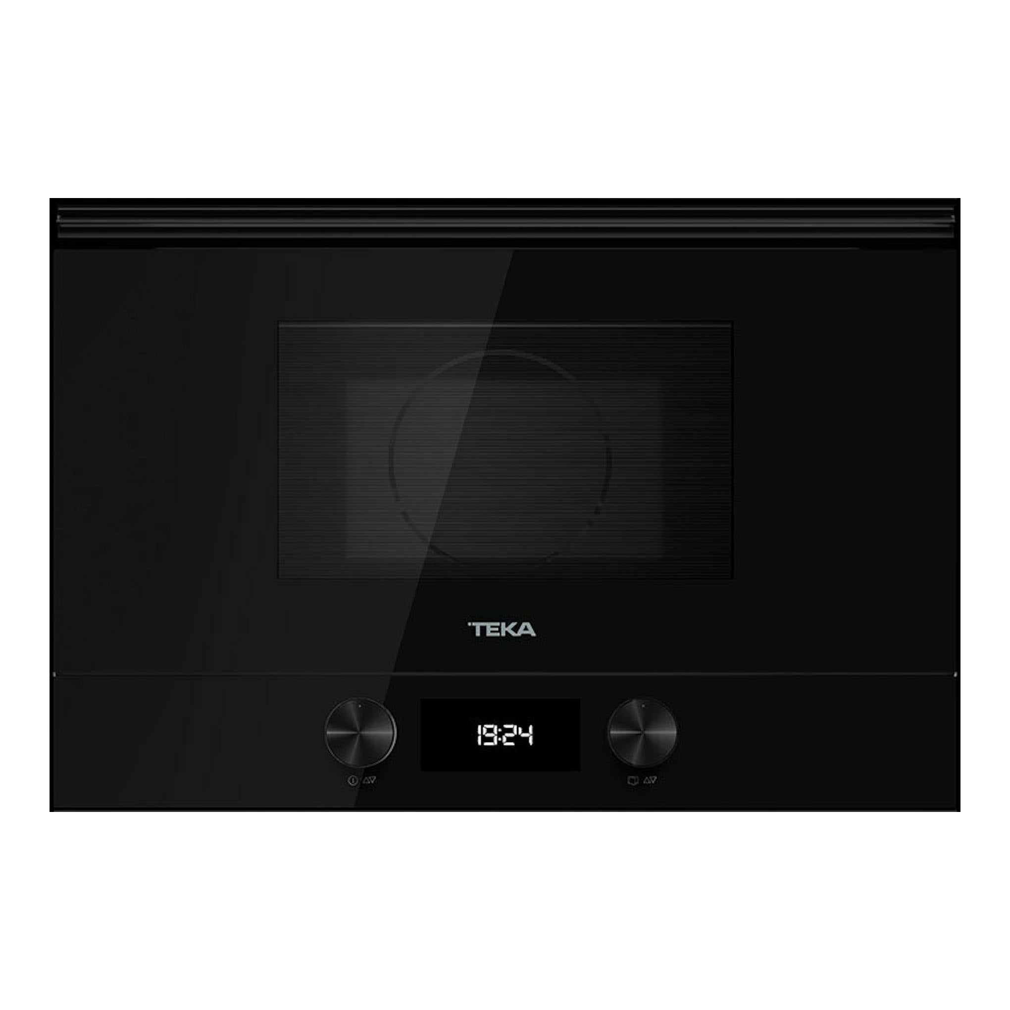 Microondas integrable Teka ML8220BIS L Full Black, vista frontal, acabado negro con display y dos mandos.