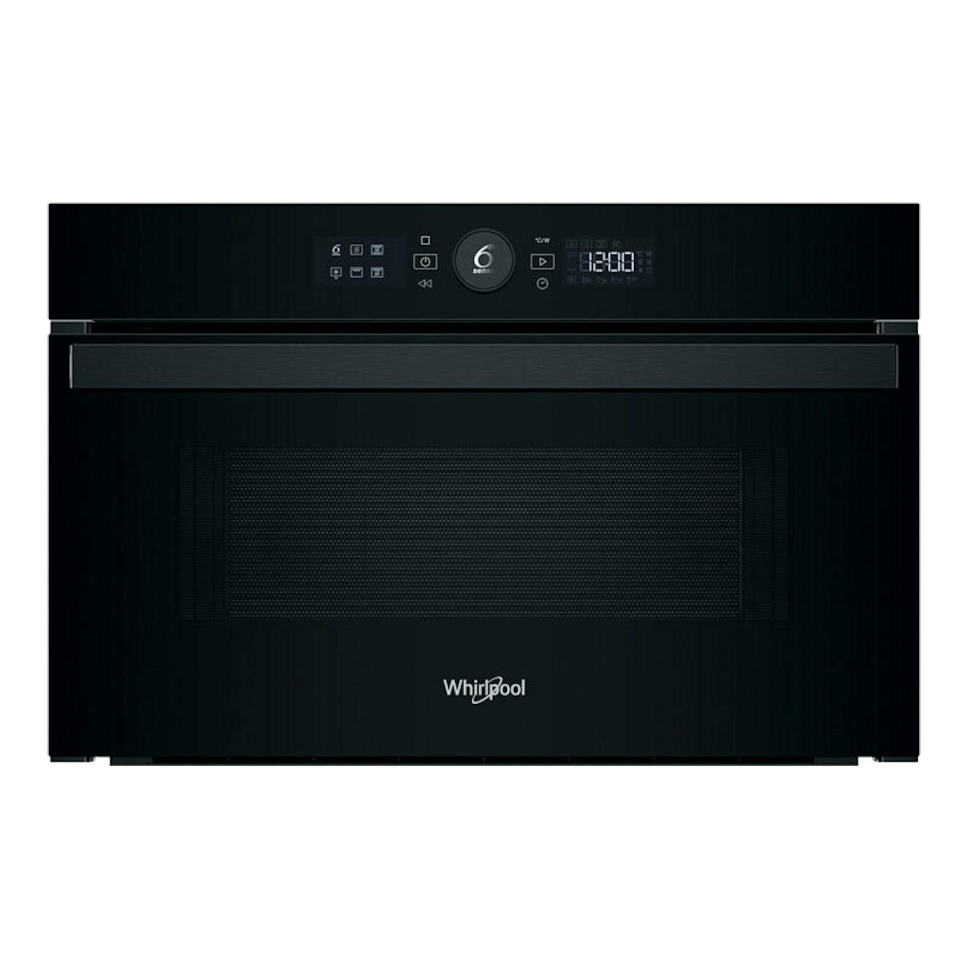 Microondas integrable Whirlpool WMD44MB, vista frontal, acabado negro, panel digital y puerta oscura.