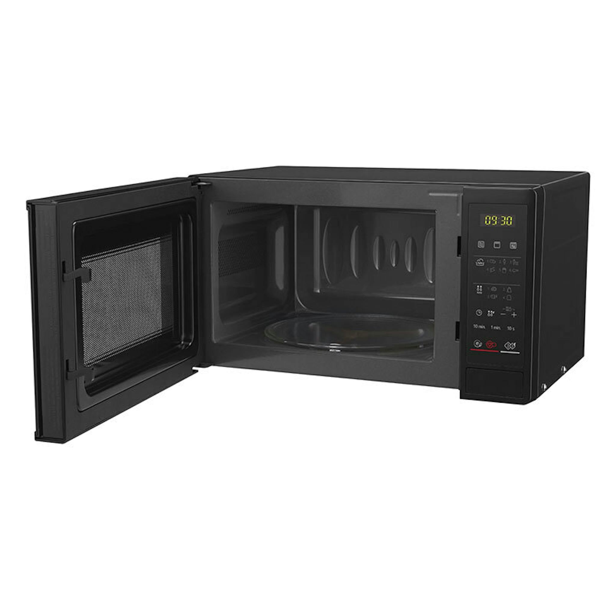 Microondas LG MH6042D negro con puerta abierta