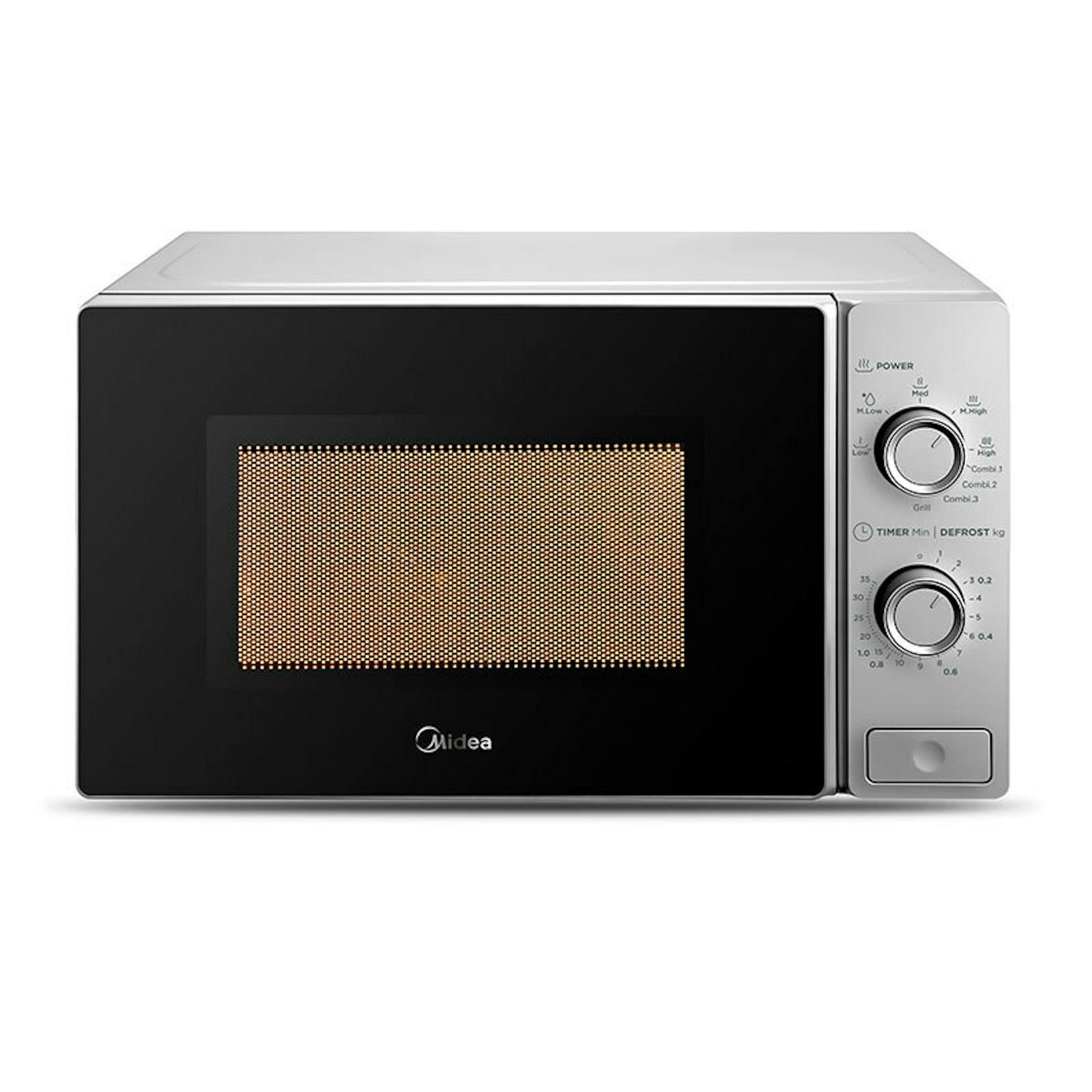 Microondas Midea MCM208GMSP plata, vista frontal