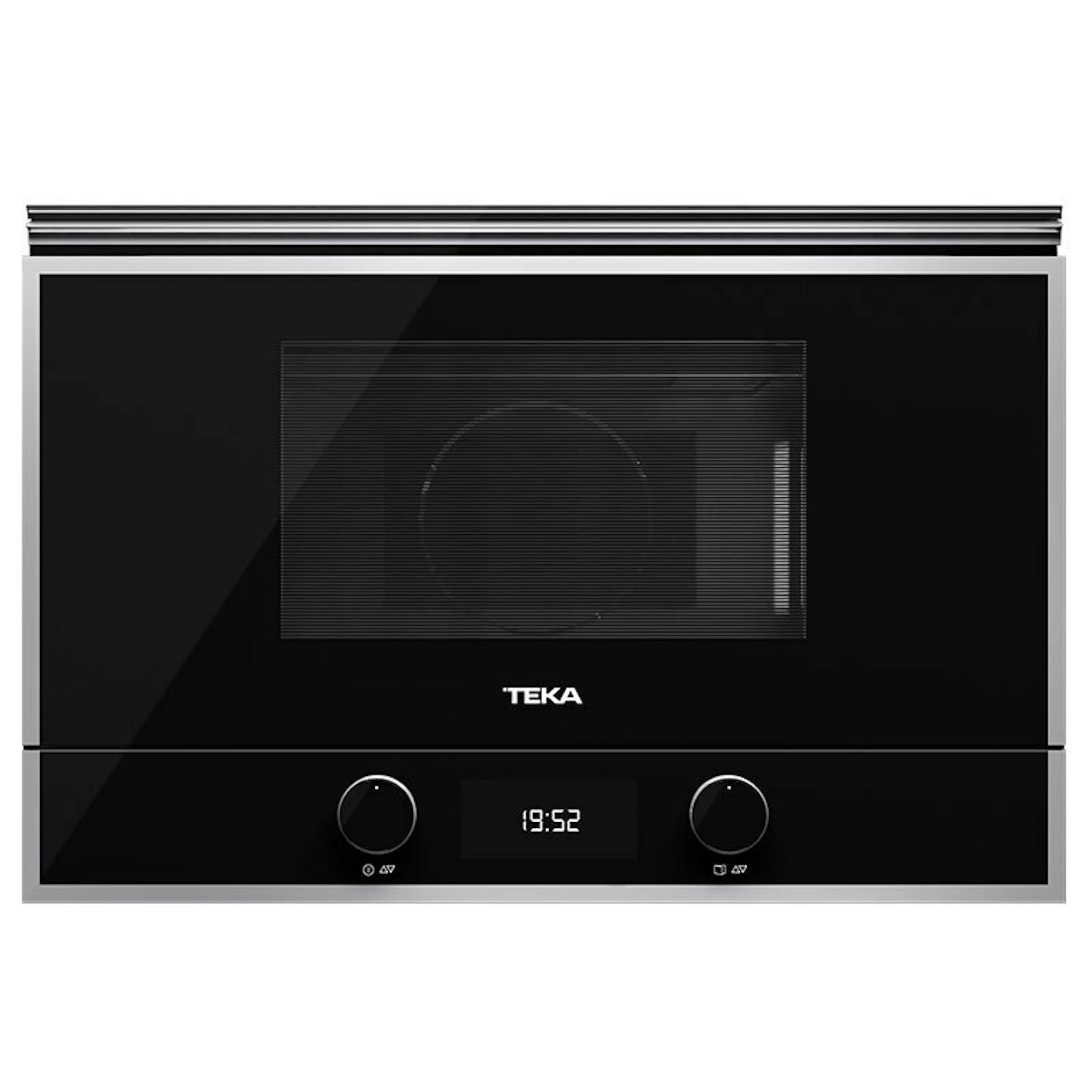 Microondas Teka ML822BIS L negro de frente, con panel digital y mandos giratorios.