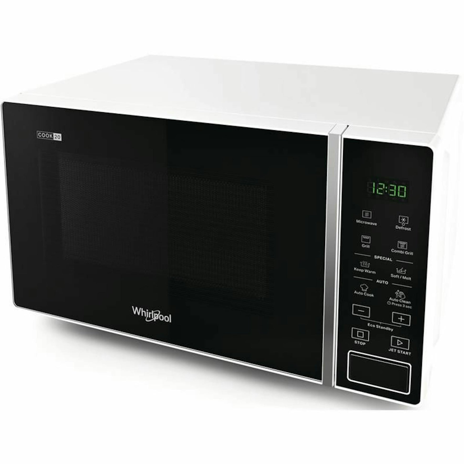 Microondas Whirlpool MWP203W blanco con panel de control negro