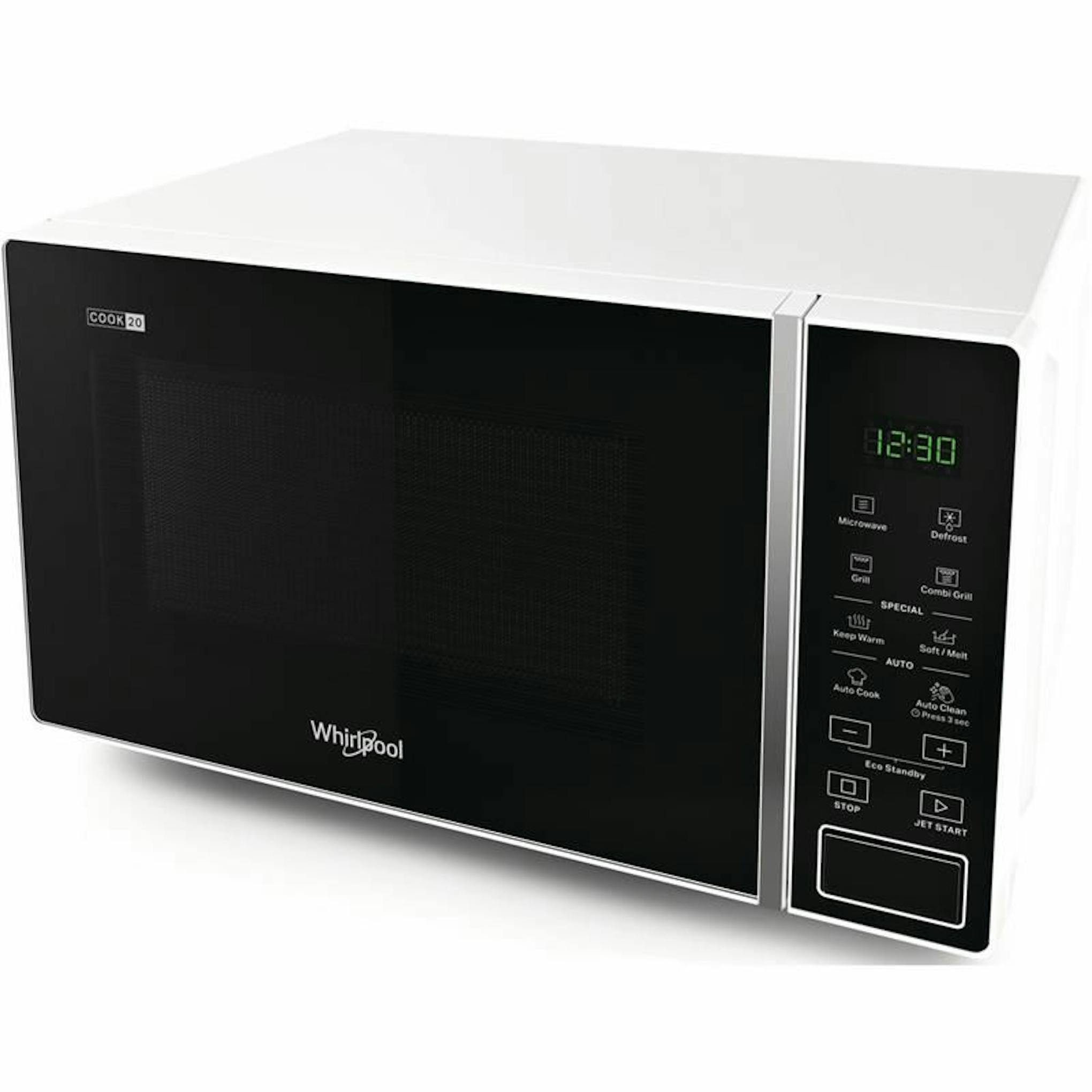 Microondas Whirlpool MWP203W blanco con panel de control negro