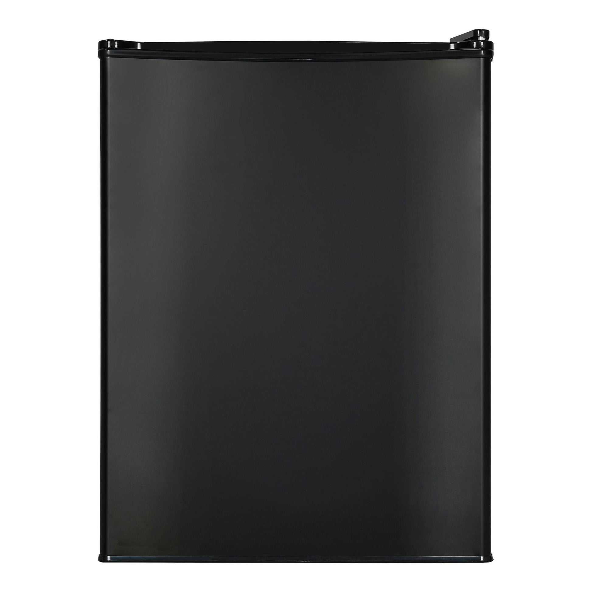 Minibar Exquisit KB60-V-090E negro, vista frontal, puerta lisa.