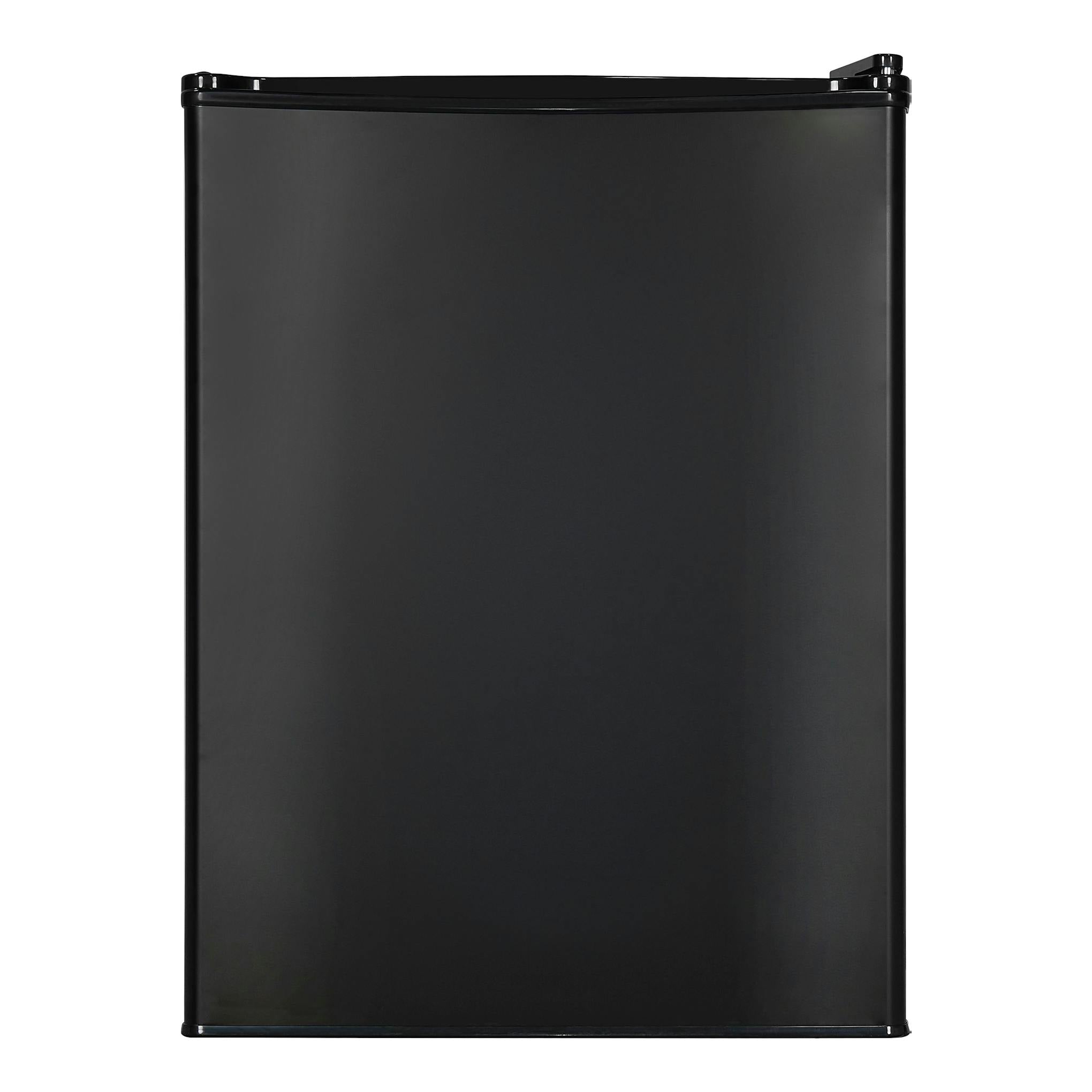Minibar Exquisit KB60-V-090E negro, vista frontal, puerta lisa.