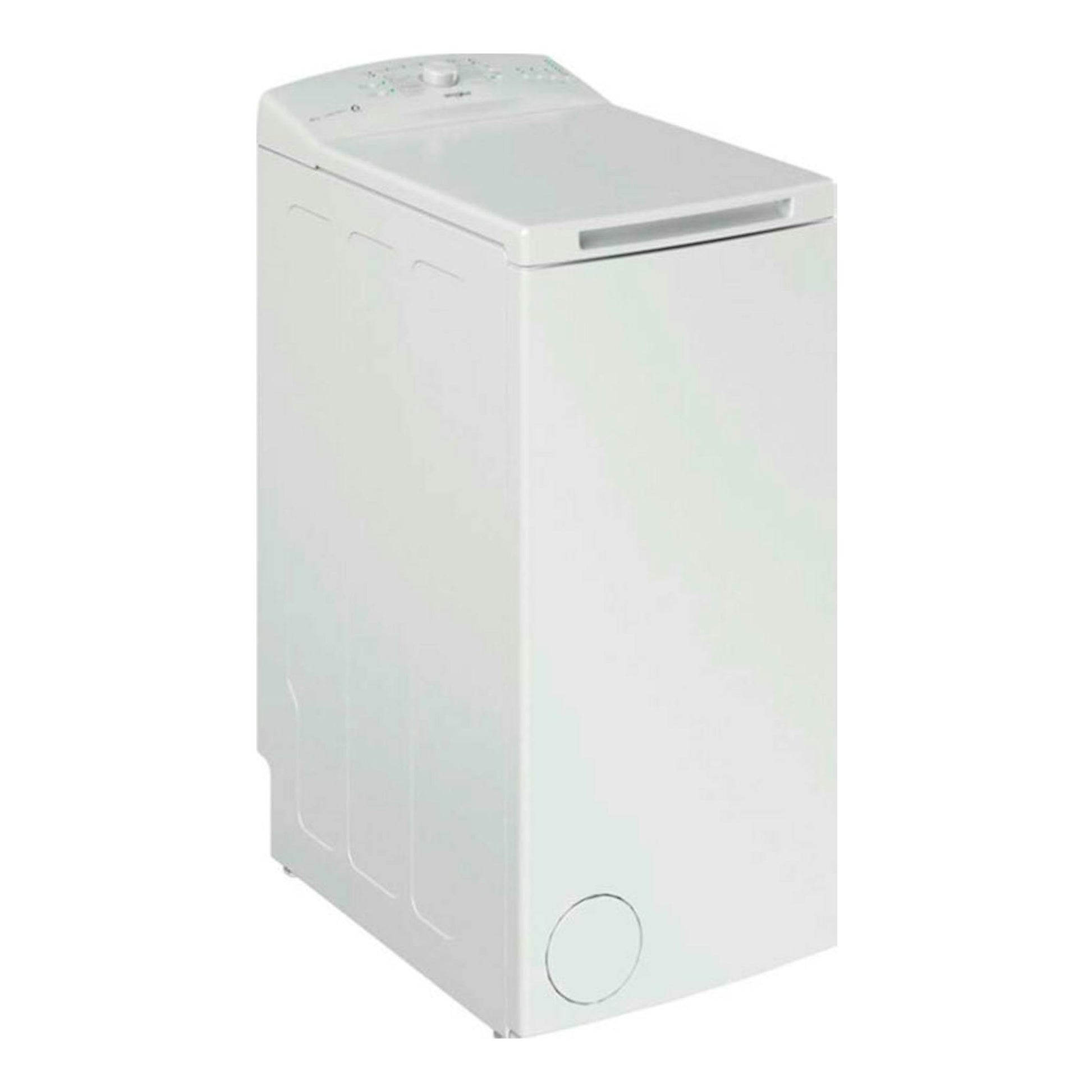 Lavadora Whirlpool TDLR6040LEU/N blanca, vista frontal y superior, de carga superior.