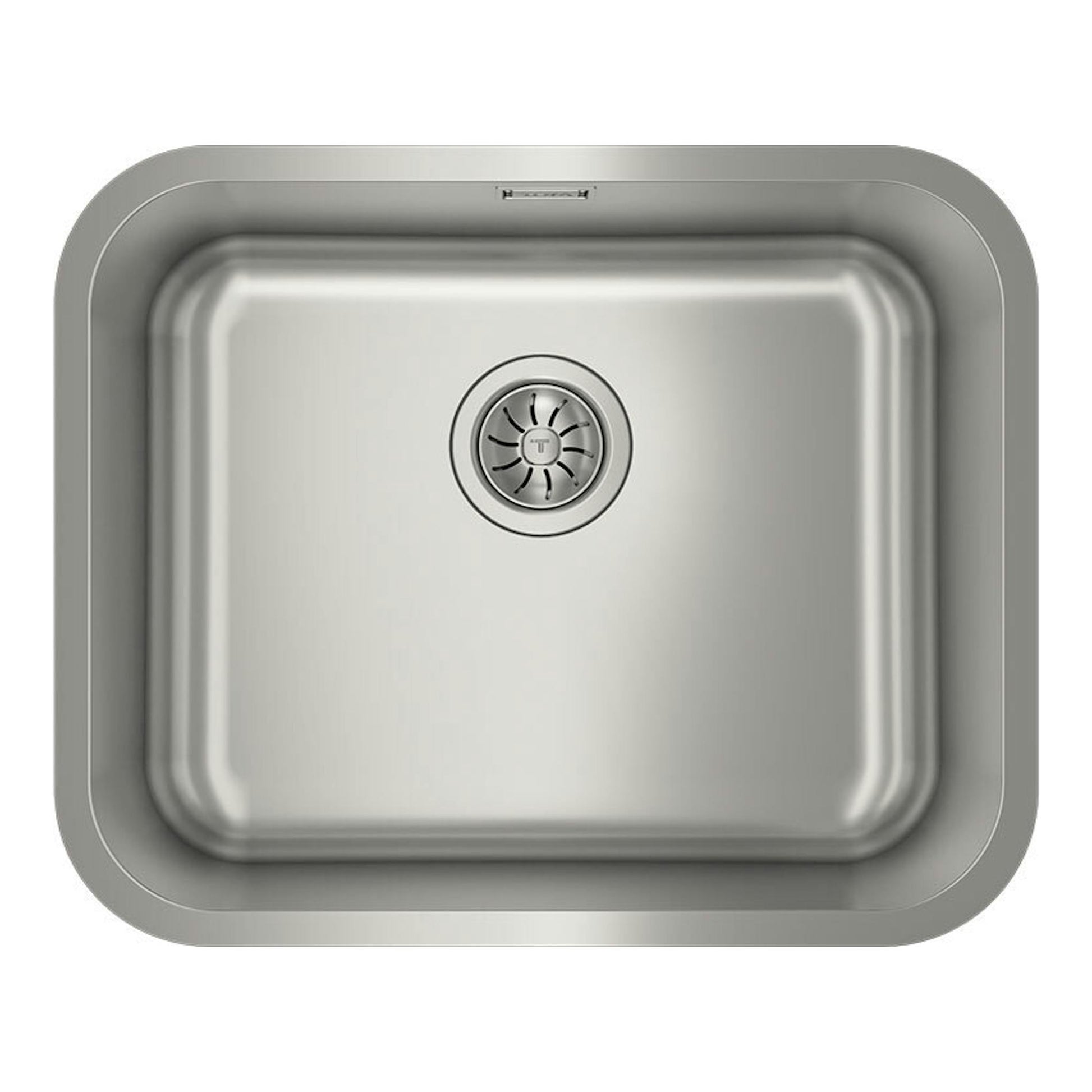 TekaWay BET5040 Plus UNI931: fregadero de acero inoxidable, vista cenital, con desagüe central.
