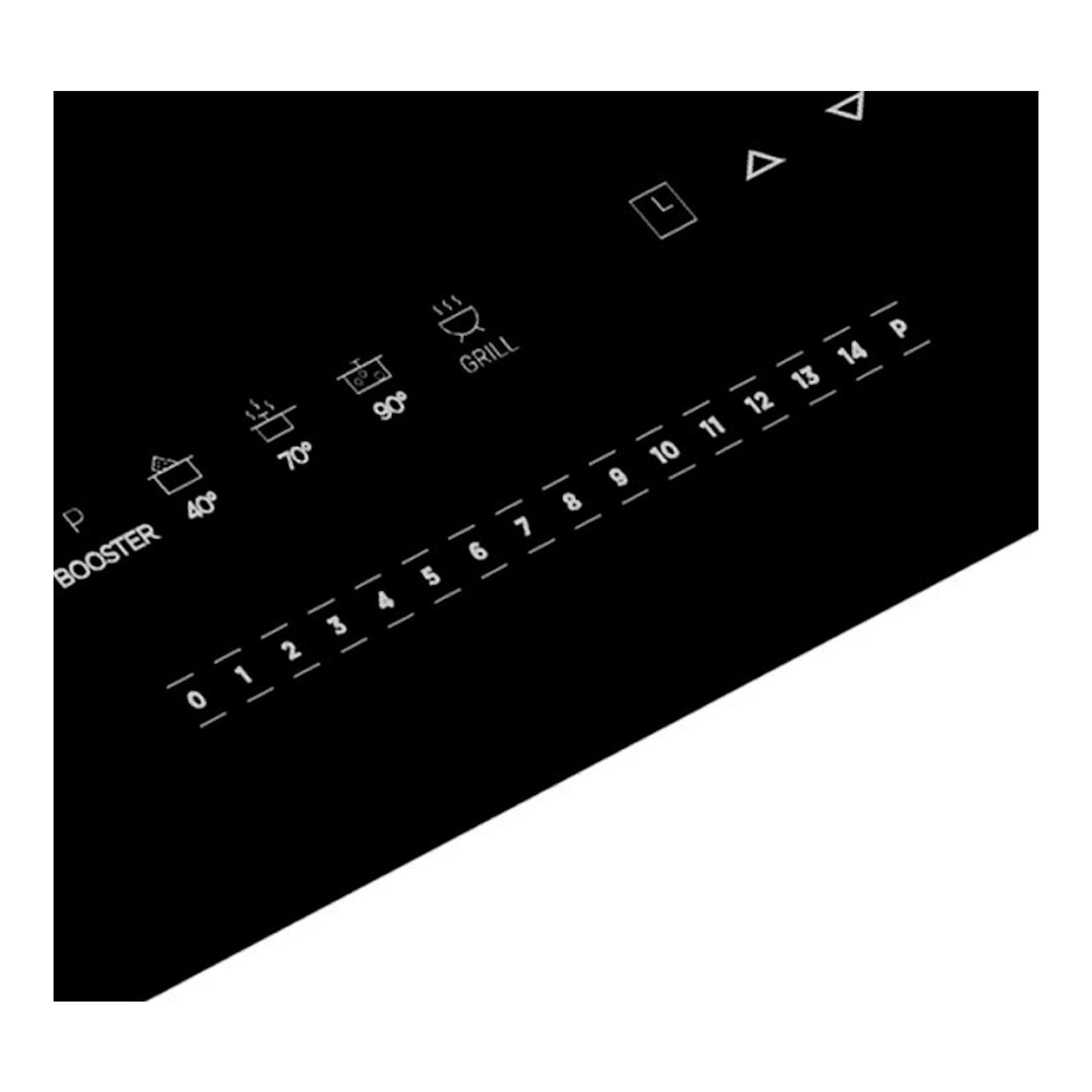 Placa de inducción Fagor 4IF-30BC negra, vista en ángulo, con panel táctil y escala de potencia.