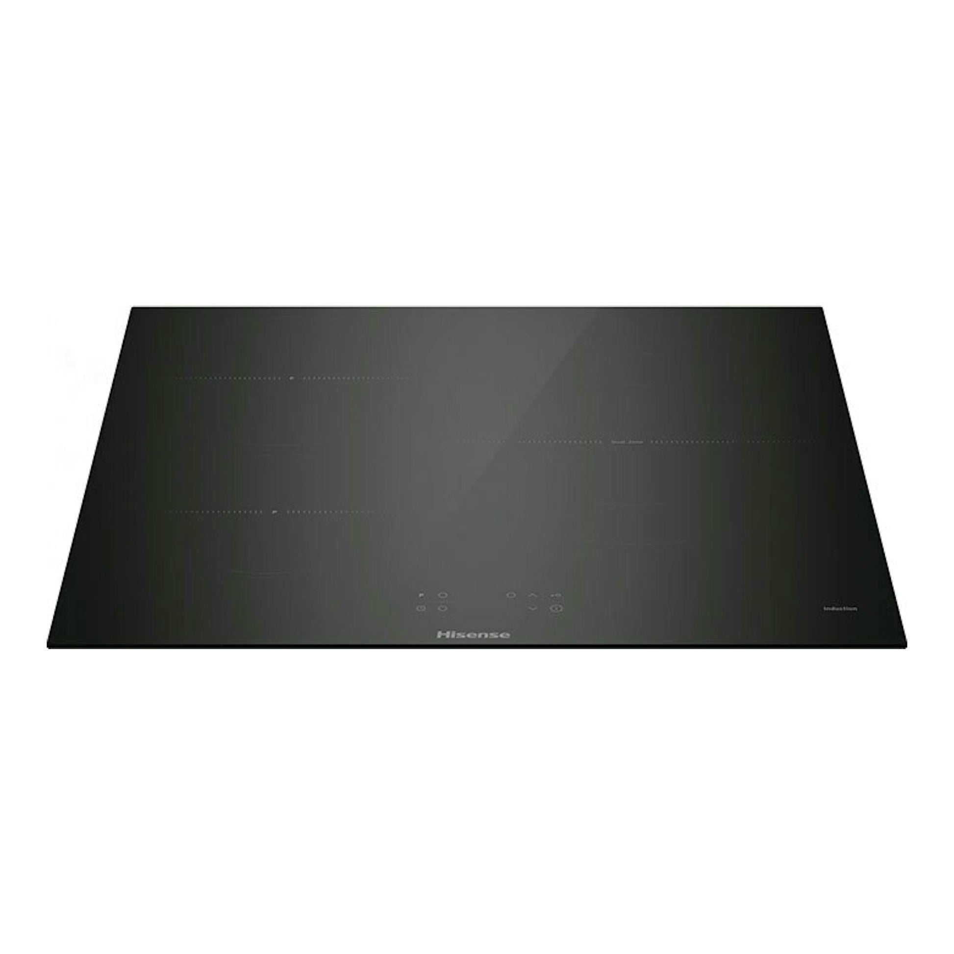 Placa de inducción Hisense HI6321BSOLCE negra, vista frontal sobre fondo blanco.