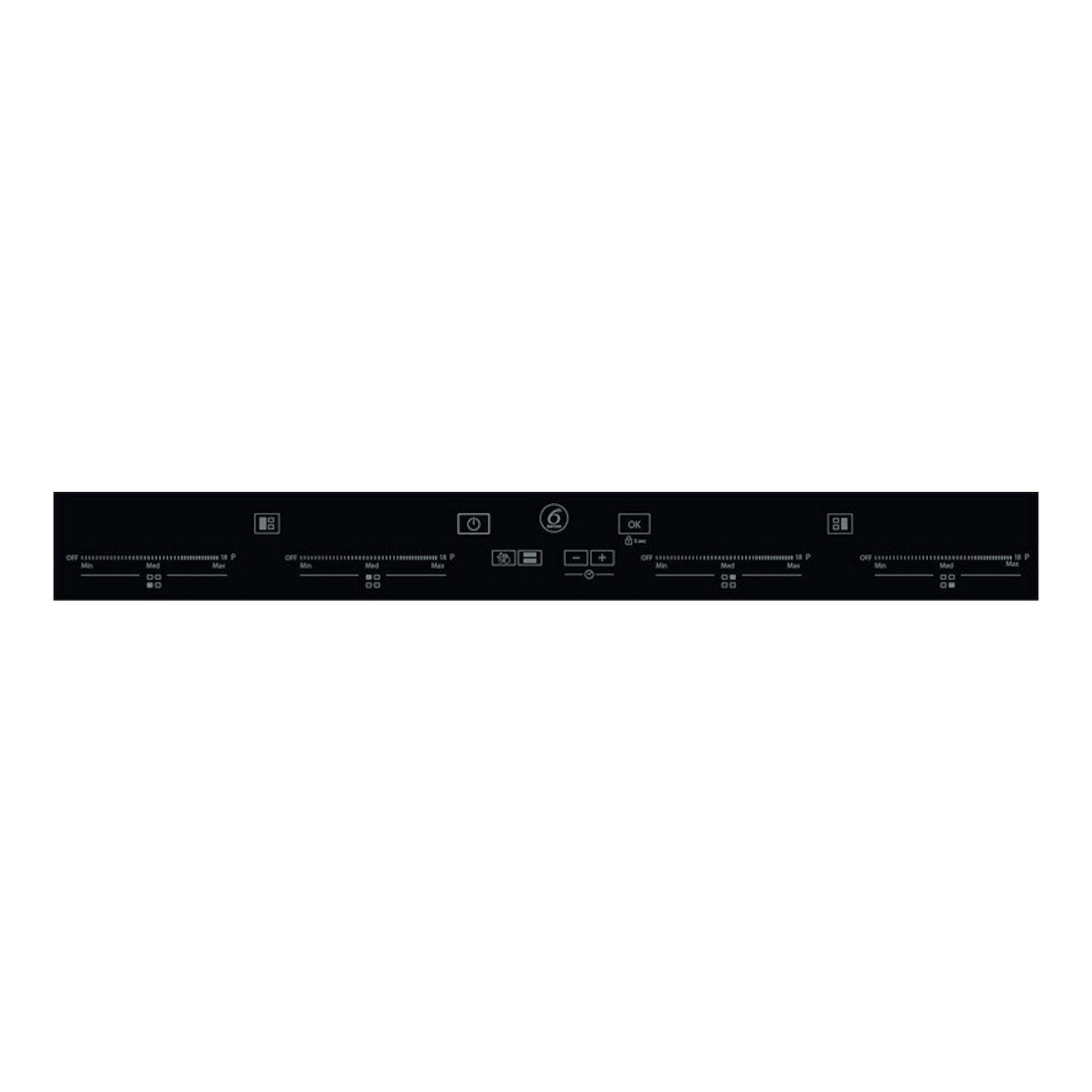 Placa de inducción Whirlpool SMO 658C/NE negra, vista frontal del panel de control.