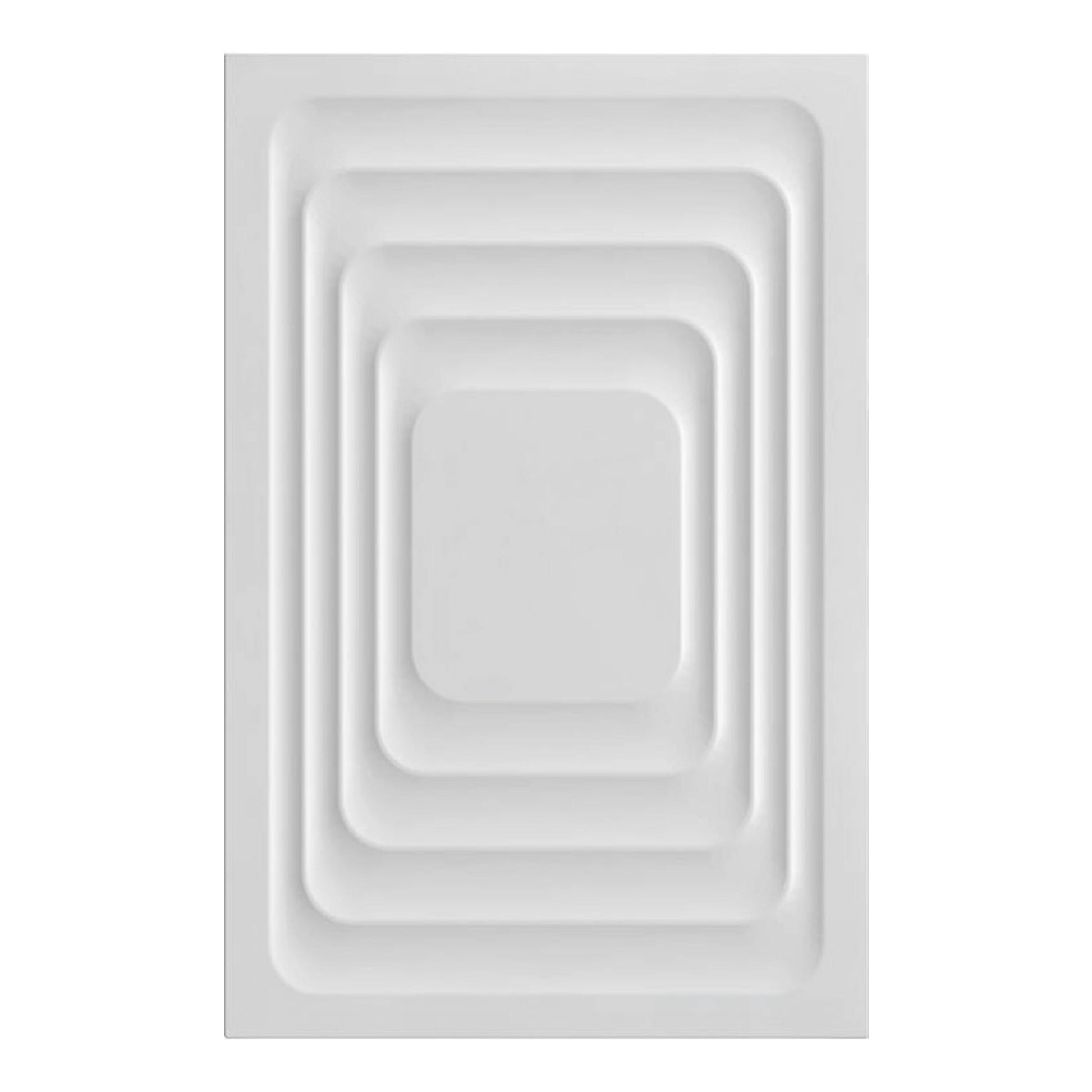 Imagen abstracta de un panel blanco con rectángulos concéntricos, sin secadora visible.
