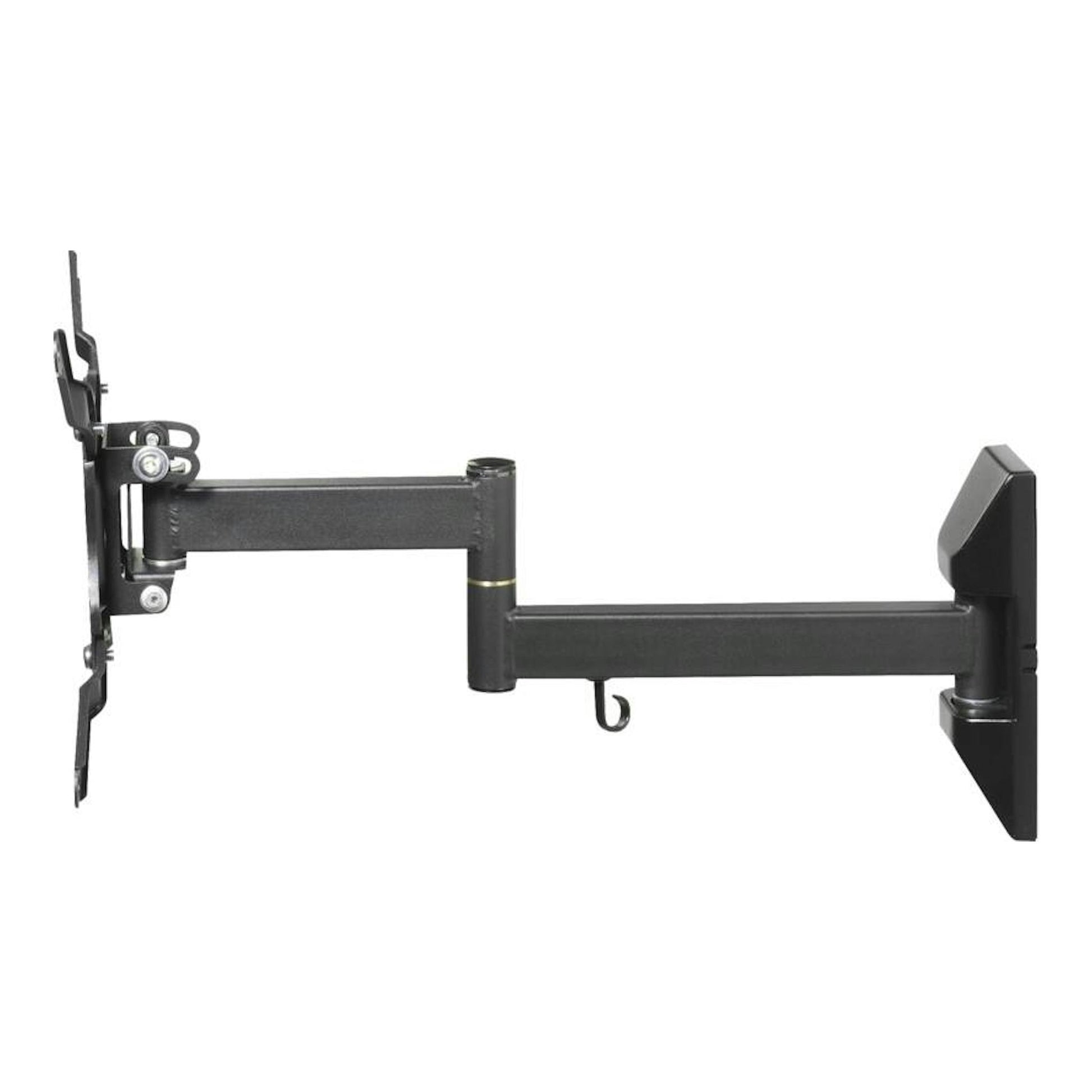 Soporte TV Vivanco BFMO 6020 negro, vista lateral, brazo articulado y giratorio para pared.