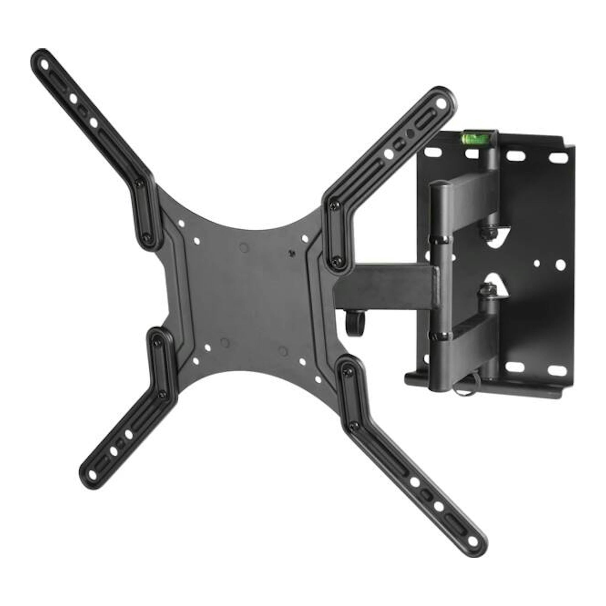 Soporte TV Vivanco VVTVFMOR55INCH45KGK negro, vista frontal, con brazo giratorio